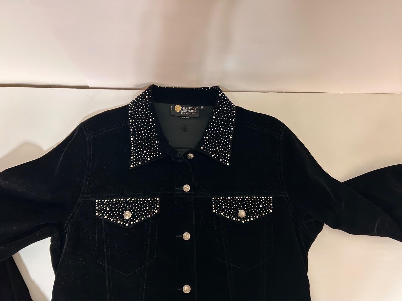 Christine Alexander size M Black Velvet Whimsigoth Rhinestone Goth Jacket G - Thumbnail 2