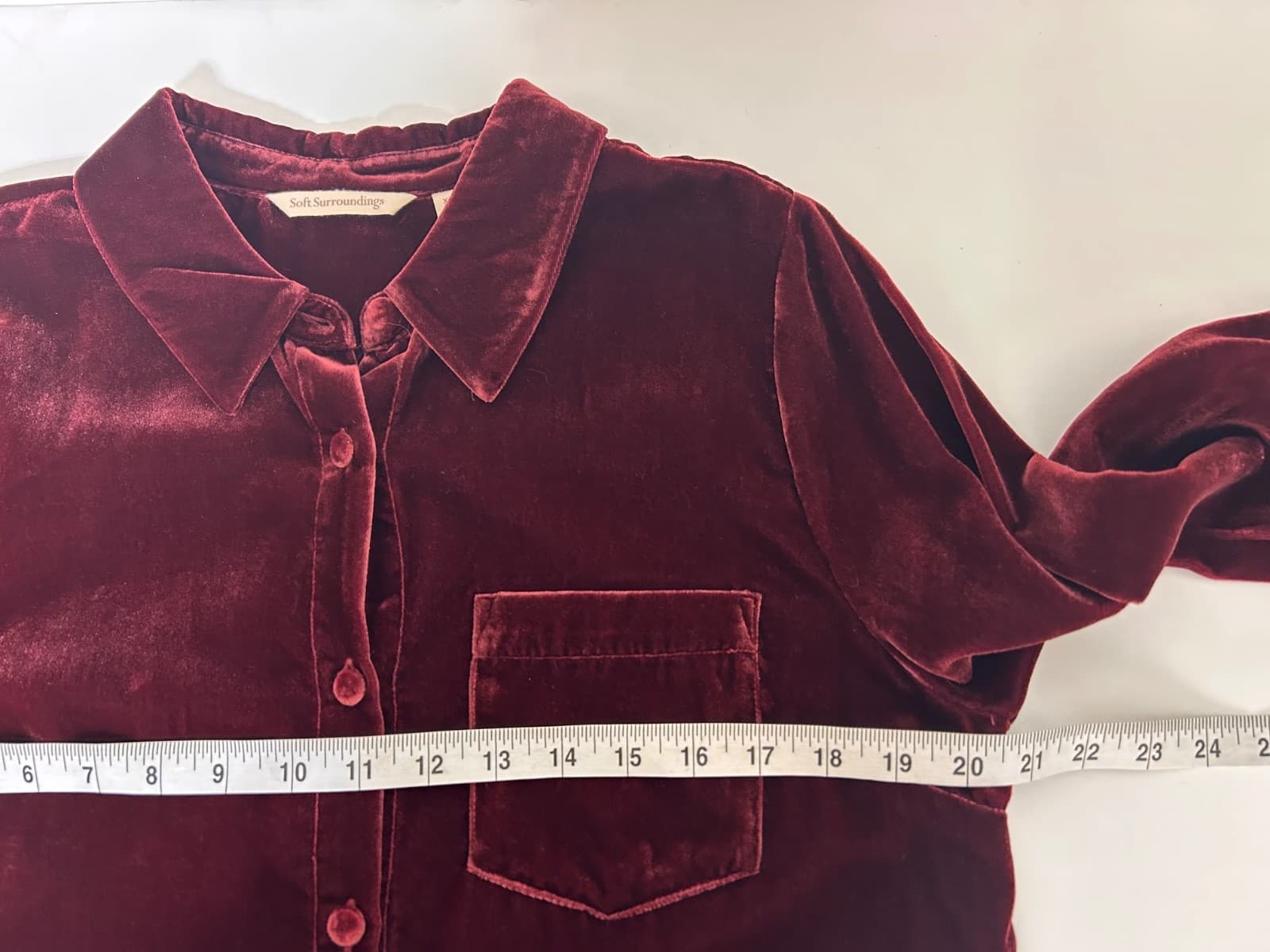 Soft Surroundings Size XS Cardigan Velvet Lace Eden Cabernet Top Burgundy d - Thumbnail 9