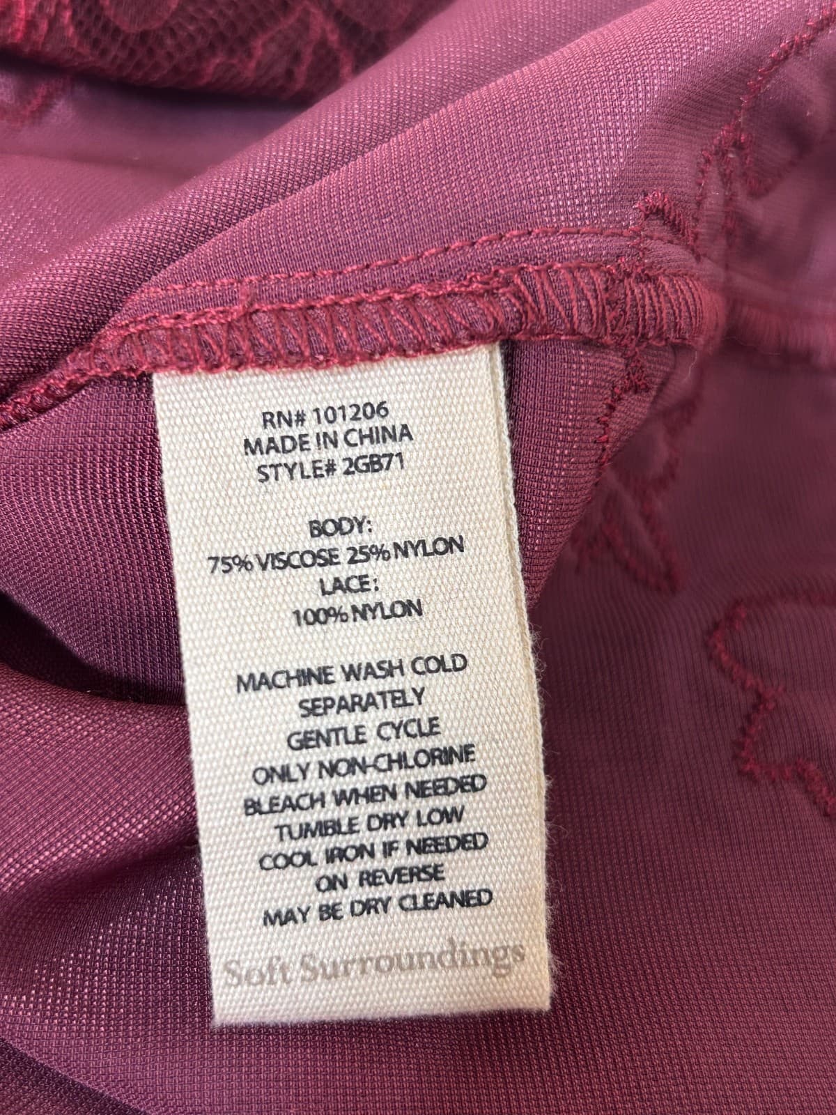 Soft Surroundings Size XS Cardigan Velvet Lace Eden Cabernet Top Burgundy d - Thumbnail 4