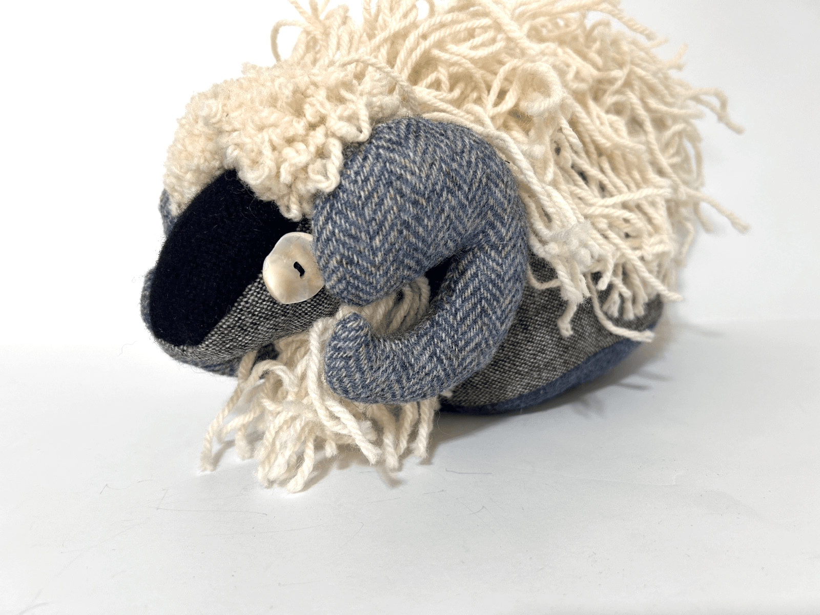 Jeans of Donegal Handmade Tweed Stuffed Ram Sheep Folk Art WOOL Irish Plush - Thumbnail 5