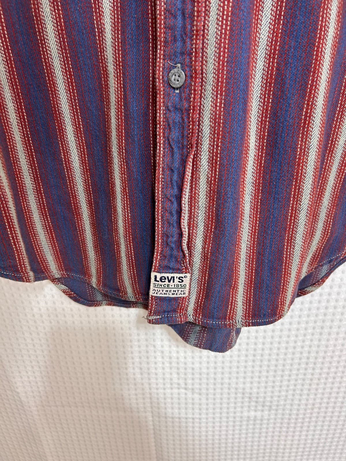 VTG Vintage Levi's Twill Chore Shirt Mens Medium Striped Button Down Western I - Thumbnail 12