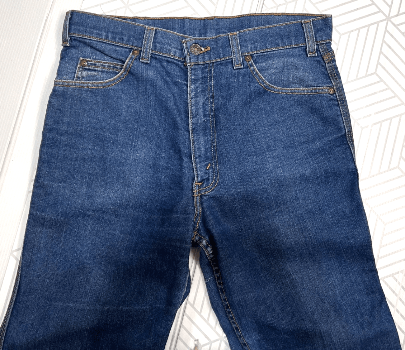 Vtg Levis Jeans Mens Straight Flare Movin On 32X29 Blue Orange Tab 70s USA Denim - Thumbnail 5