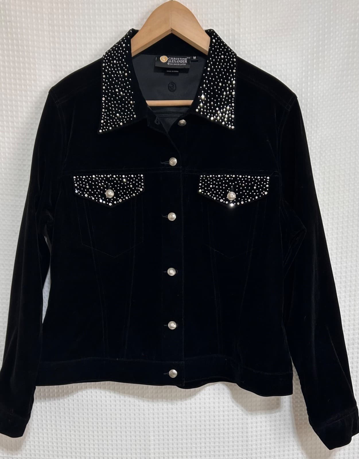 Christine Alexander size M Black Velvet Whimsigoth Rhinestone Goth Jacket G - Thumbnail 11