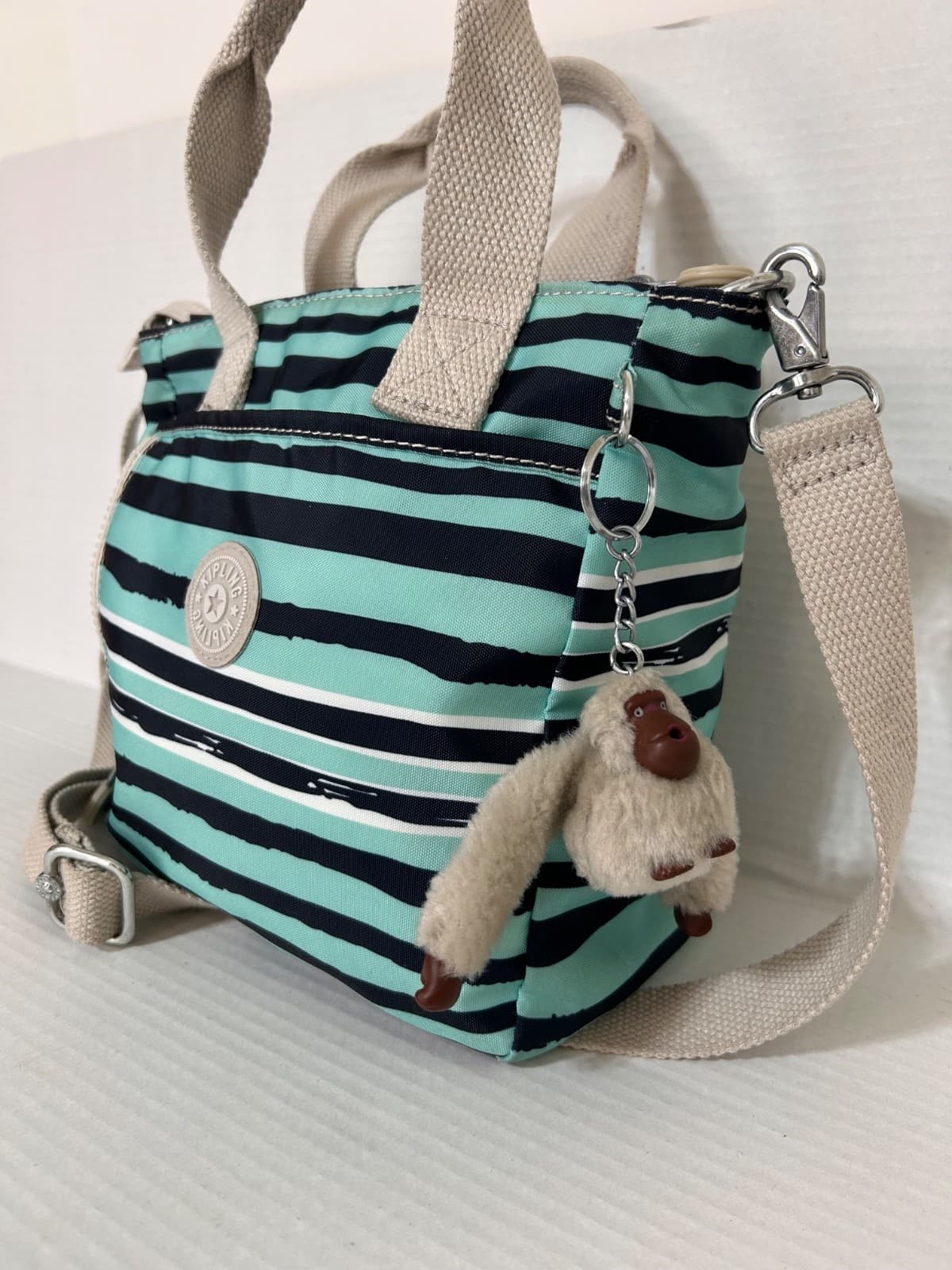 Vintage Y2K Kipling Crossbody or Shoulder Bag Purse Small Blue Navy Monkey - Thumbnail 2