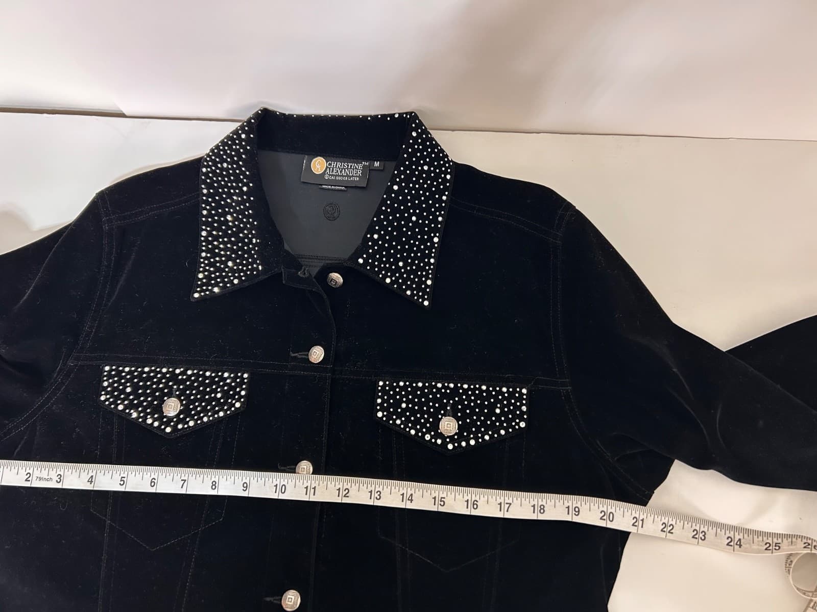 Christine Alexander size M Black Velvet Whimsigoth Rhinestone Goth Jacket G - Thumbnail 9