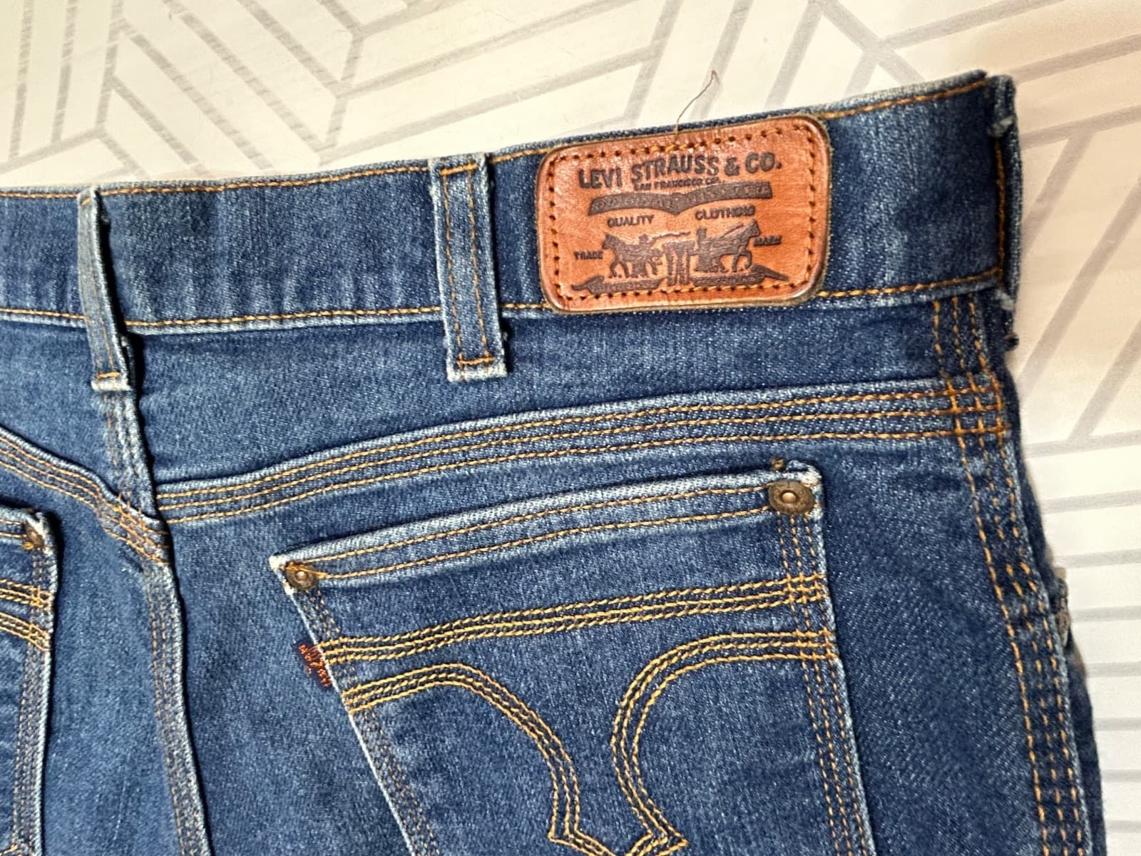 Vtg Levis Jeans Mens Straight Flare Movin On 32X29 Blue Orange Tab 70s USA Denim - Thumbnail 3