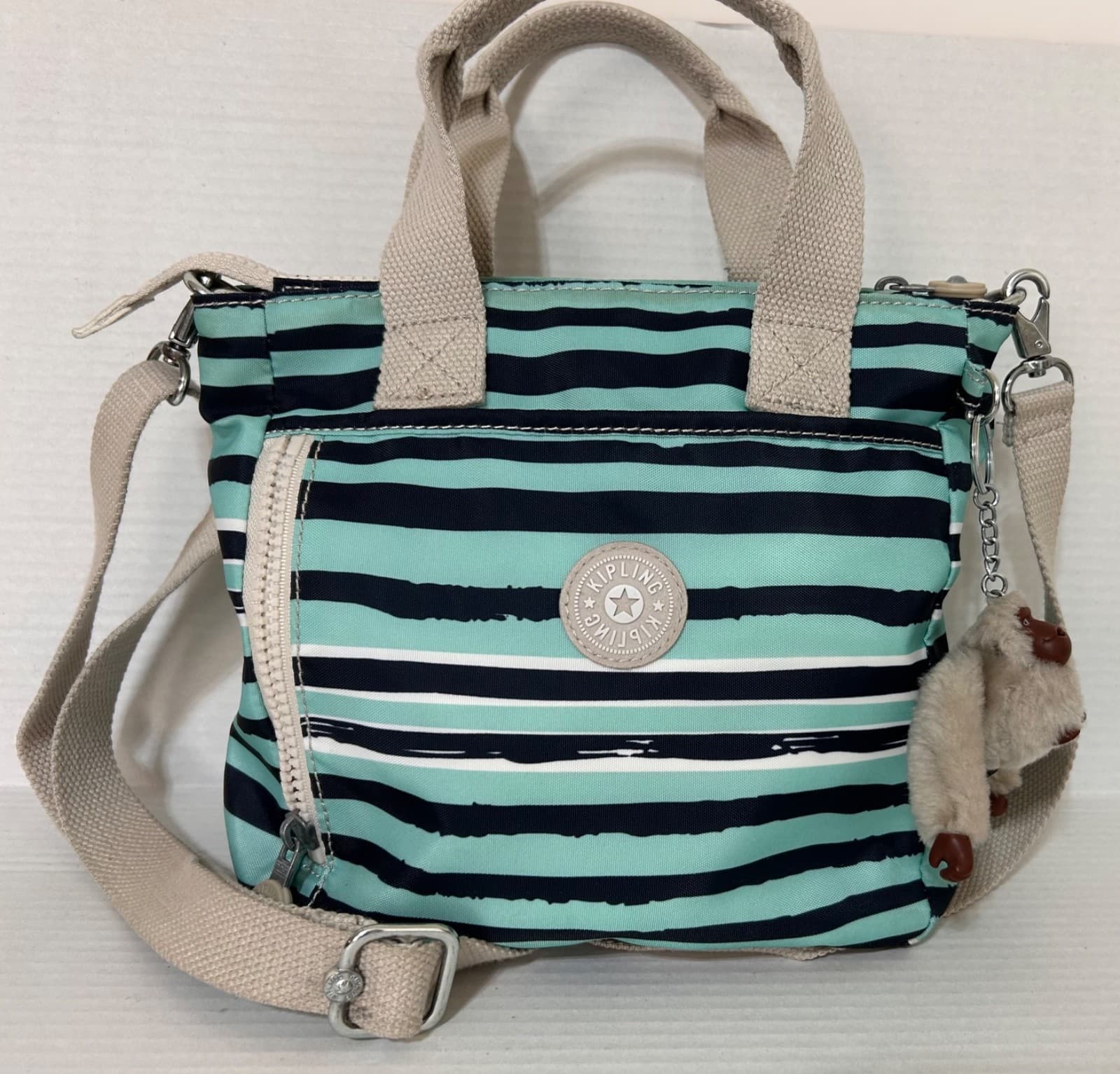 Vintage Y2K Kipling Crossbody or Shoulder Bag Purse Small Blue Navy Monkey - Thumbnail 13