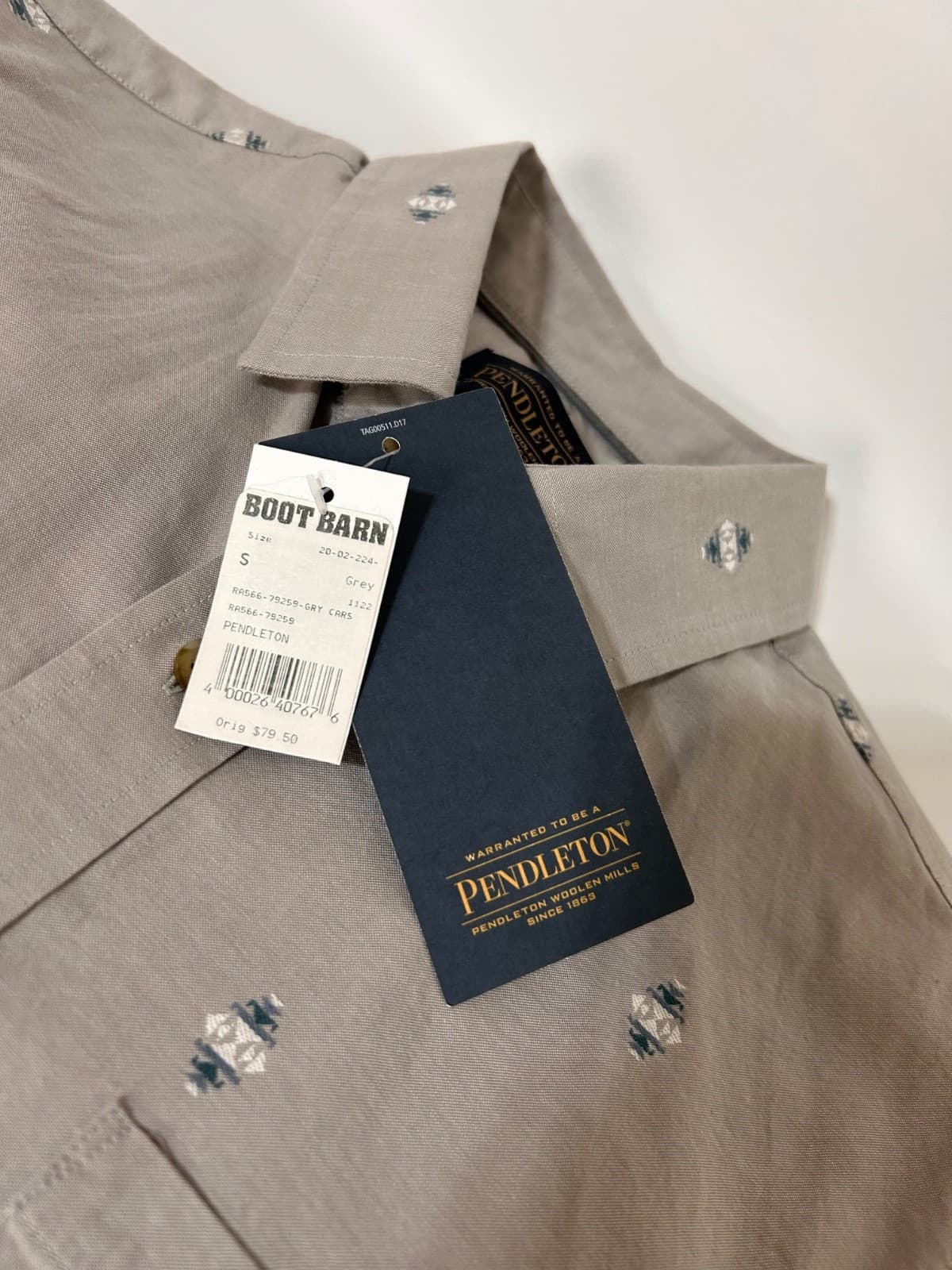 NWT Pendleton Mens Size S Short Sleeve Carson Gray Western Button Up Shirt x - Thumbnail 9