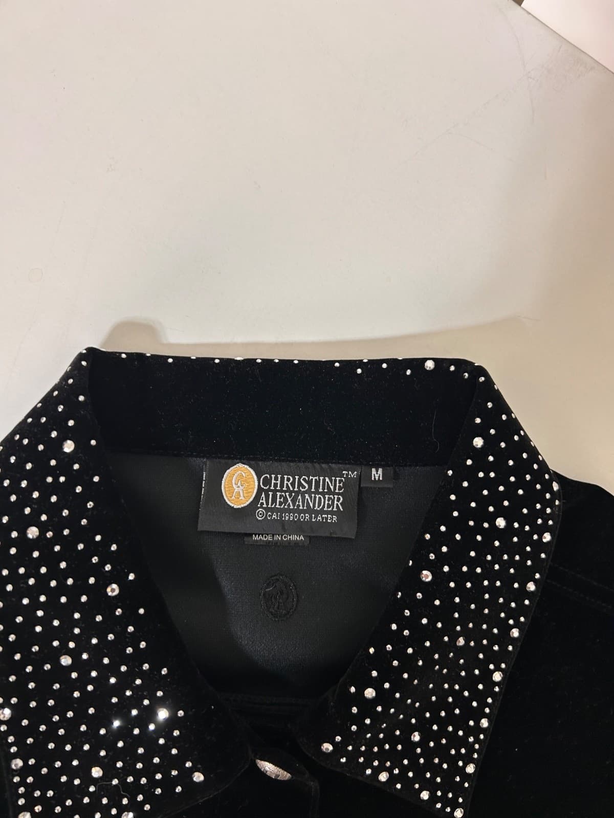 Christine Alexander size M Black Velvet Whimsigoth Rhinestone Goth Jacket G - Thumbnail 3