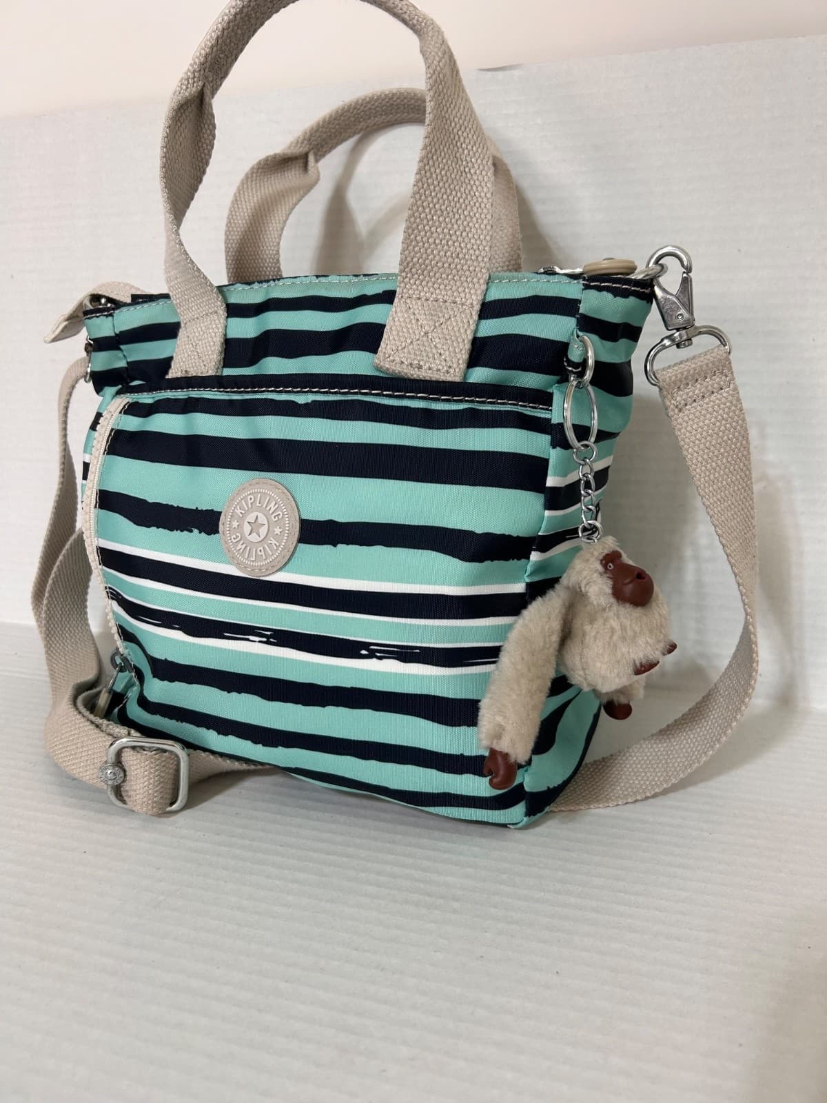 Vintage Y2K Kipling Crossbody or Shoulder Bag Purse Small Blue Navy Monkey - Thumbnail 14