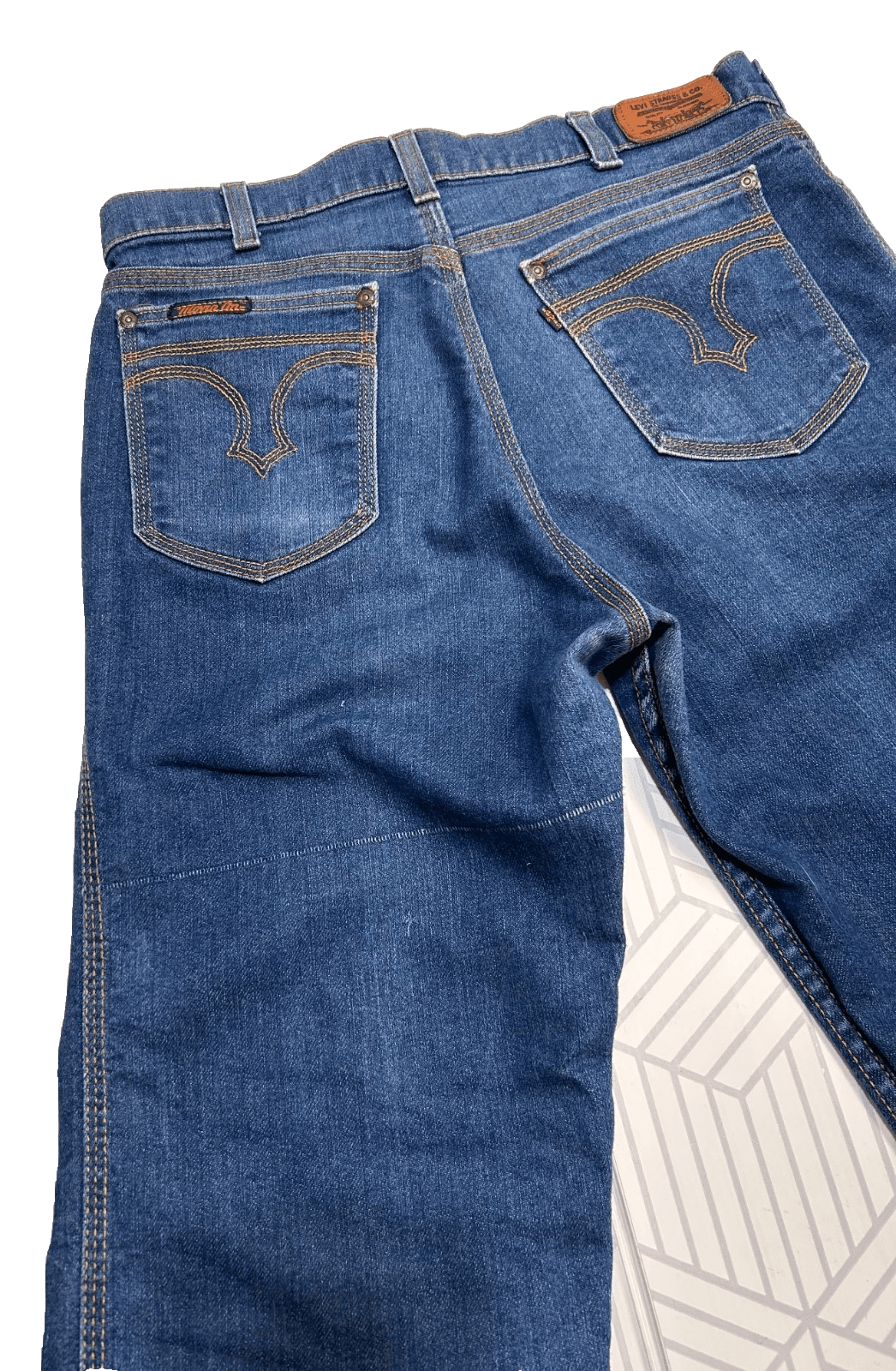 Vtg Levis Jeans Mens Straight Flare Movin On 32X29 Blue Orange Tab 70s USA Denim - Thumbnail 9