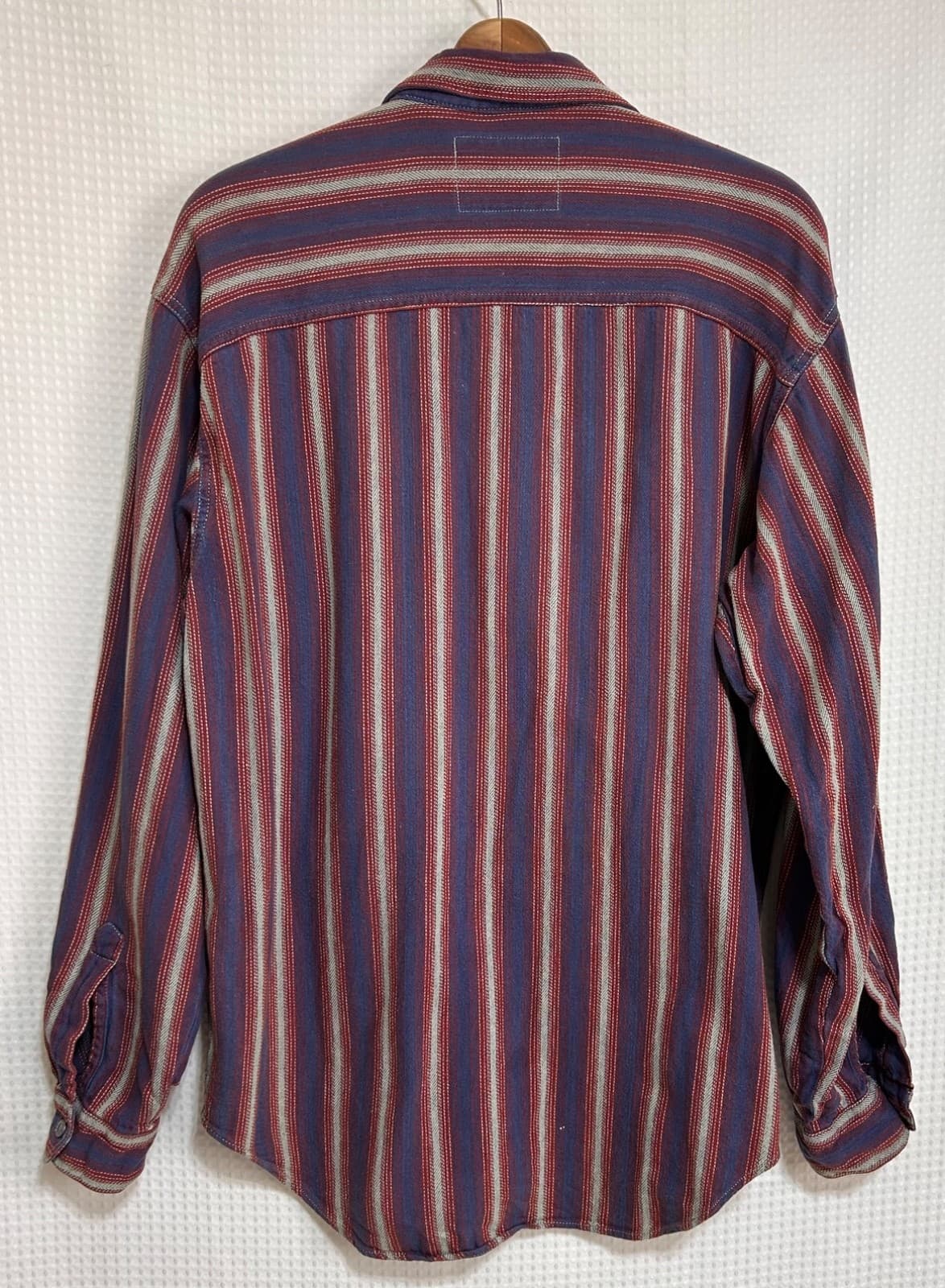 VTG Vintage Levi's Twill Chore Shirt Mens Medium Striped Button Down Western I - Thumbnail 4