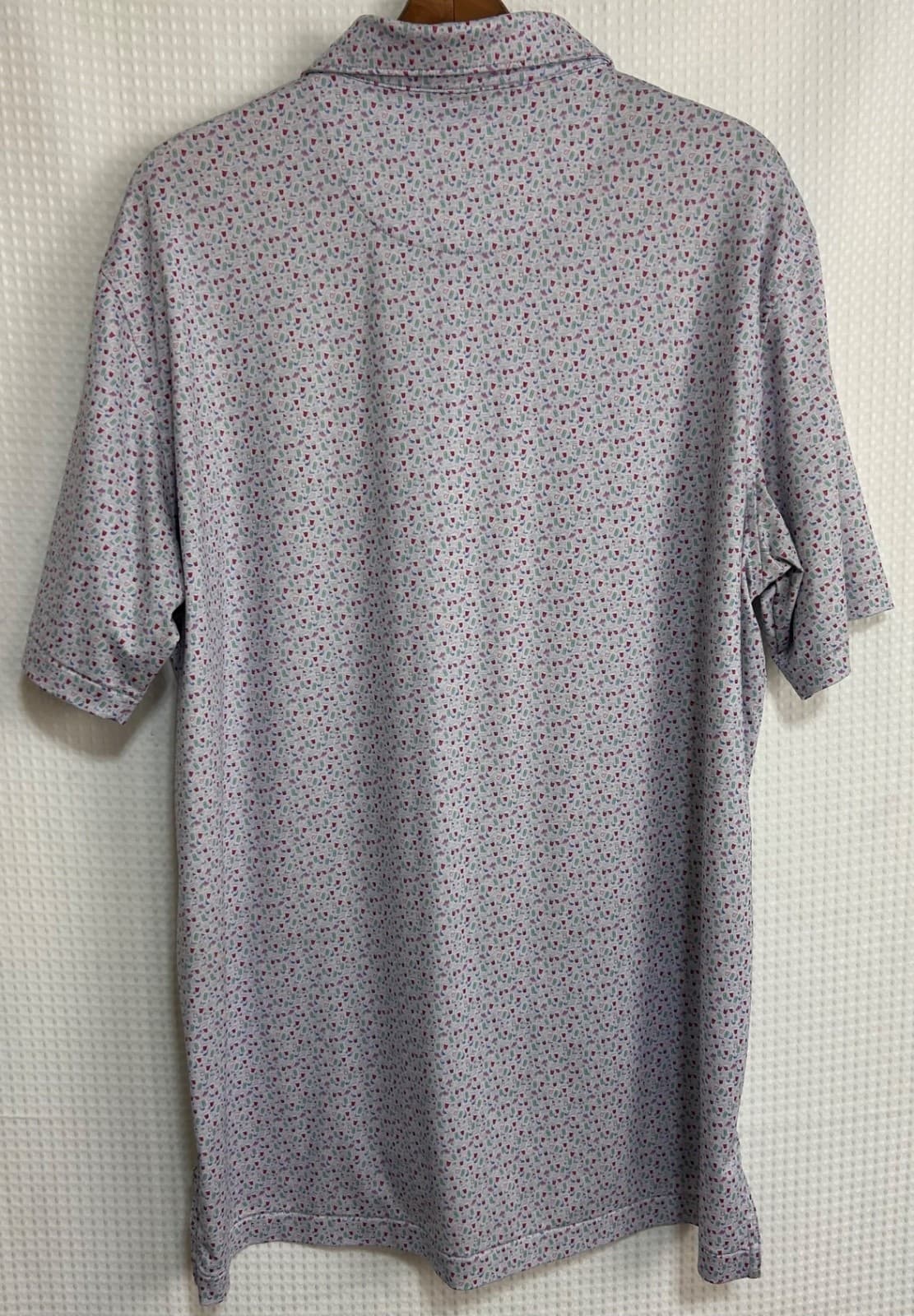 Peter Millar Size L Golf Dazed & Transfused Performance Polo Summer Shirt Wine g - Thumbnail 7