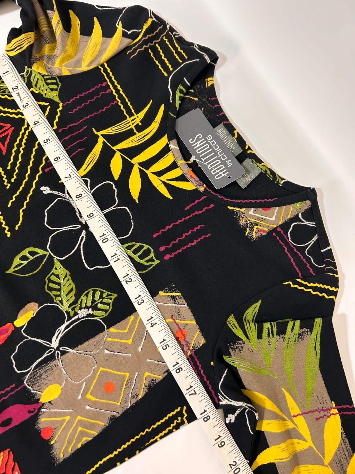 NWT Chico's Size Small 0 Cotton Tee Art Boho Abstract Top Blouse g - Thumbnail 5