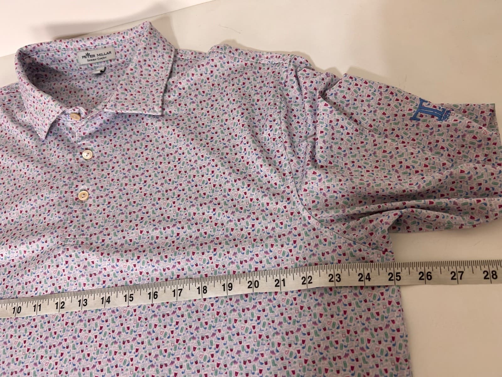 Peter Millar Size L Golf Dazed & Transfused Performance Polo Summer Shirt Wine g - Thumbnail 11