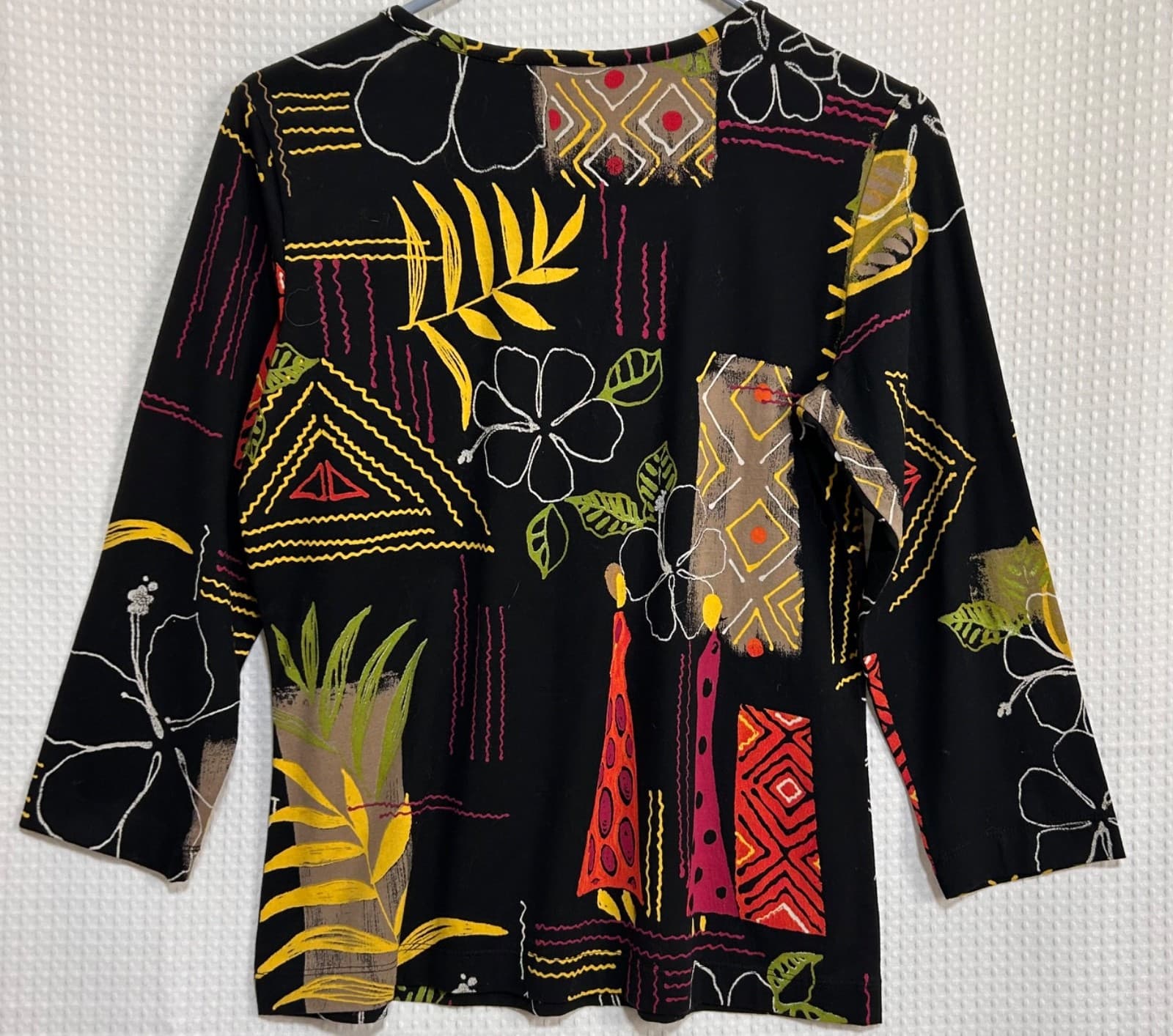 NWT Chico's Size Small 0 Cotton Tee Art Boho Abstract Top Blouse g - Thumbnail 7