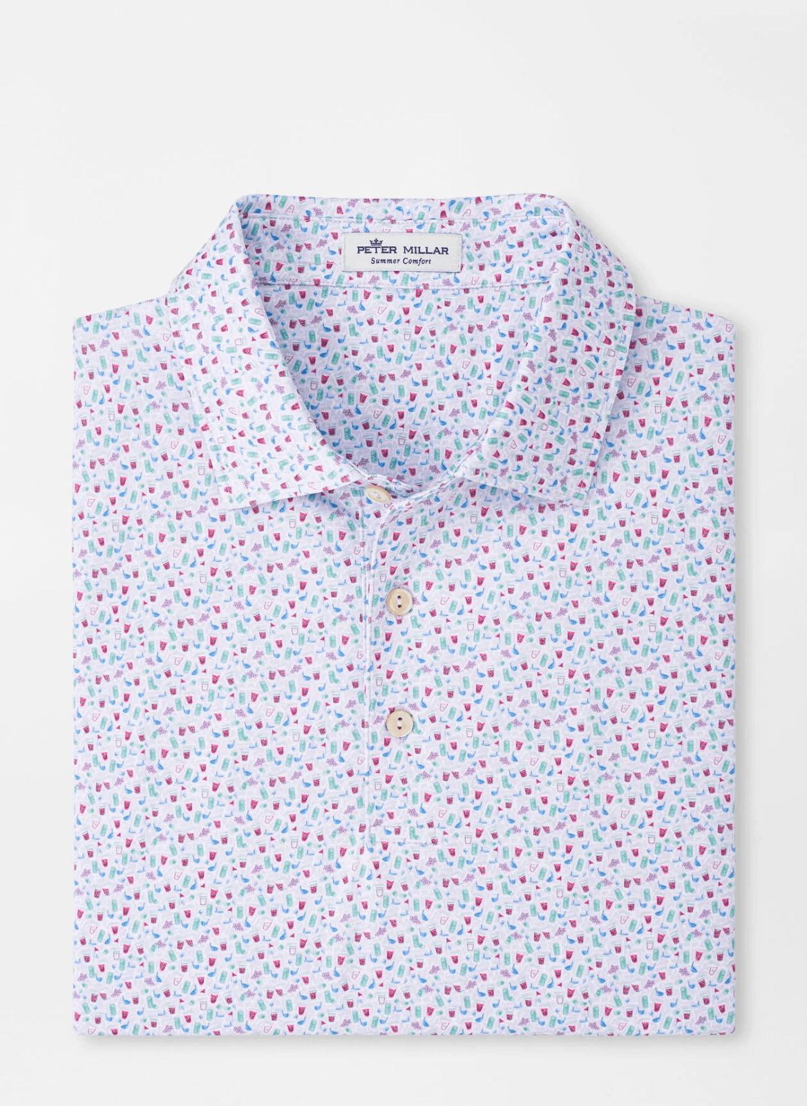 Peter Millar Size L Golf Dazed & Transfused Performance Polo Summer Shirt Wine g - Thumbnail 2