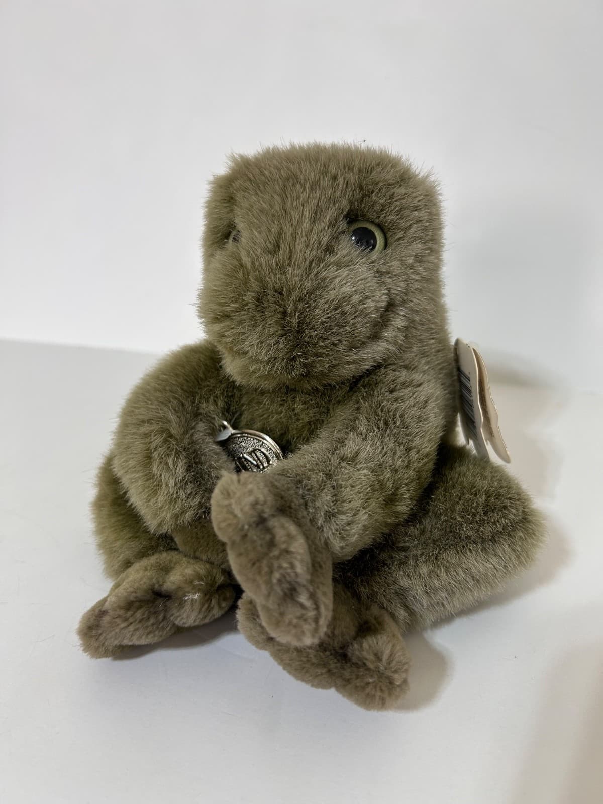Vintage Gund Frog Ribbit Plush Green with Sound Croaker Stuffed Animal Tags - Thumbnail 7