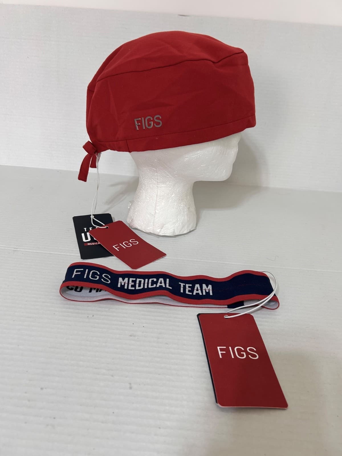 NWT FIGS Team USA Medical Team Red Scrub Surgical Cap Head Band Limited Edition - Thumbnail 7