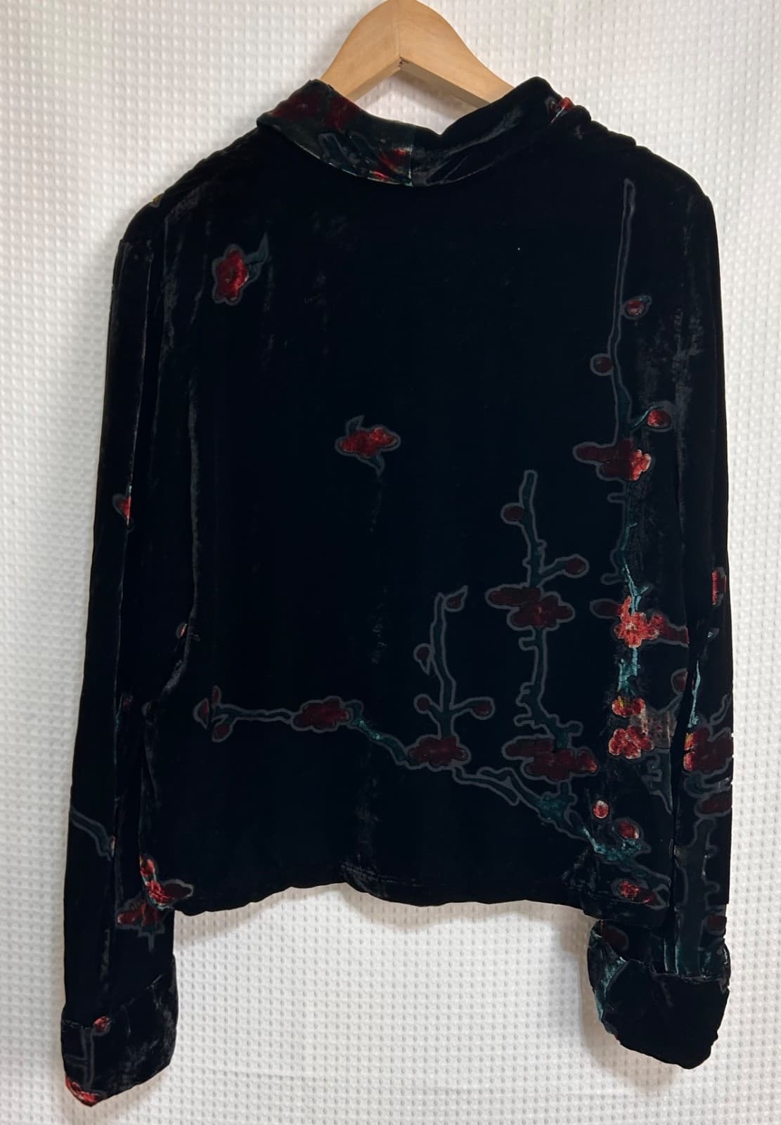 Citron Santa Monica Size M SILK Asian Velvet Black Burnout Kimono Jacket Top z - Thumbnail 4