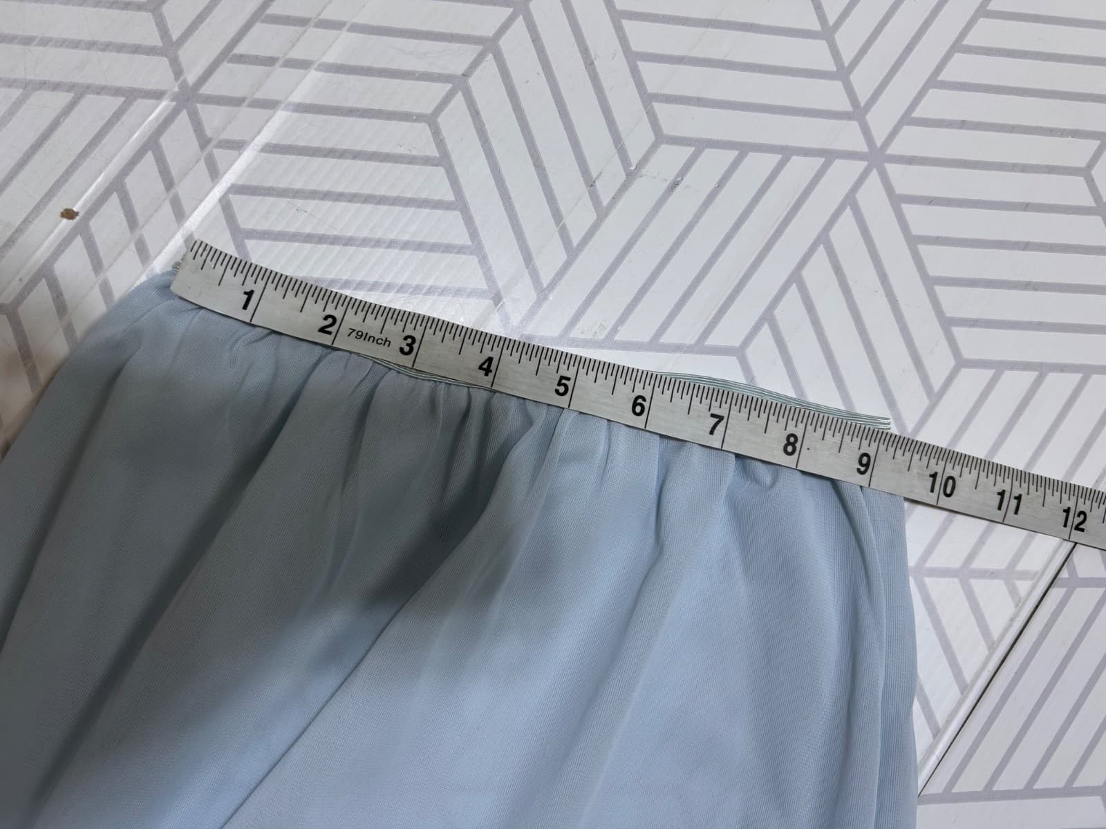Vintage Baby Blue Pink Bow Slip Skirt Lace Deena XS S - Thumbnail 5