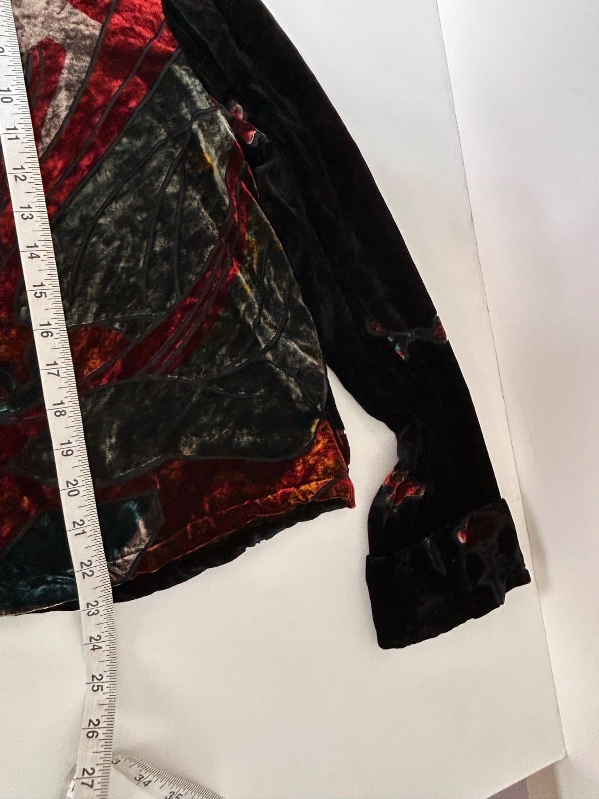 Citron Santa Monica Size M SILK Asian Velvet Black Burnout Kimono Jacket Top z - Thumbnail 6