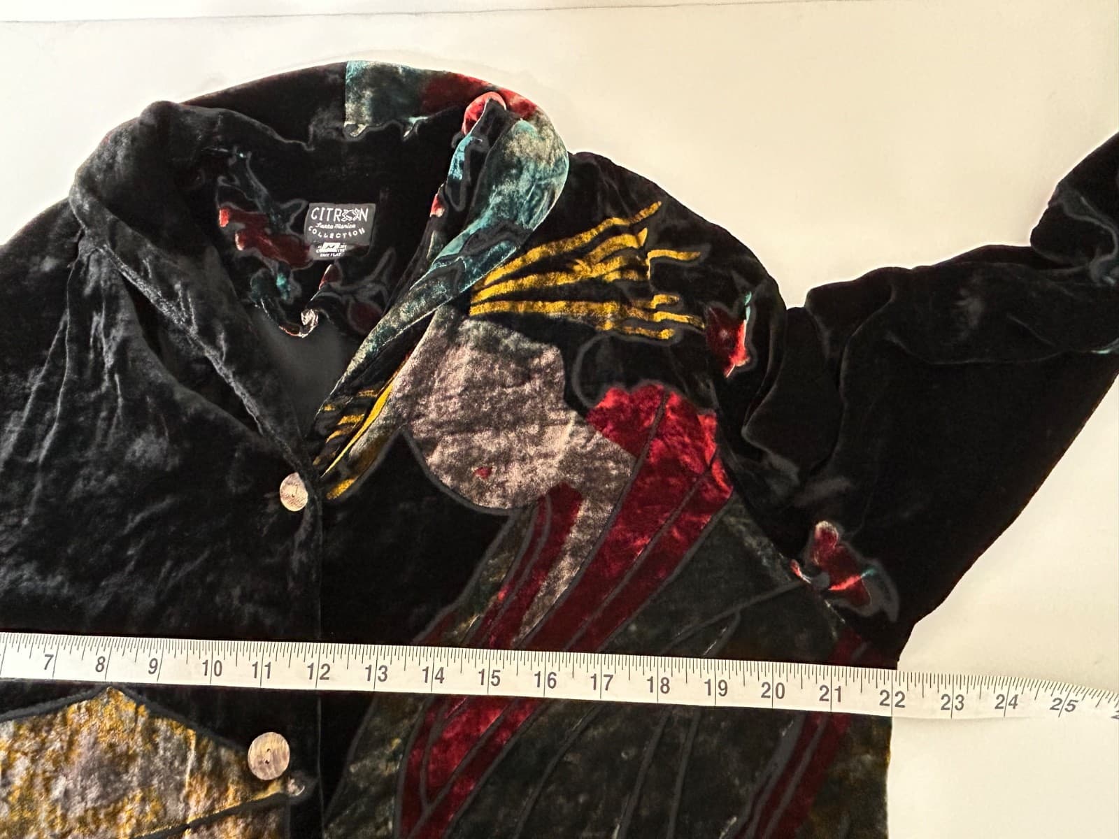 Citron Santa Monica Size M SILK Asian Velvet Black Burnout Kimono Jacket Top z - Thumbnail 9