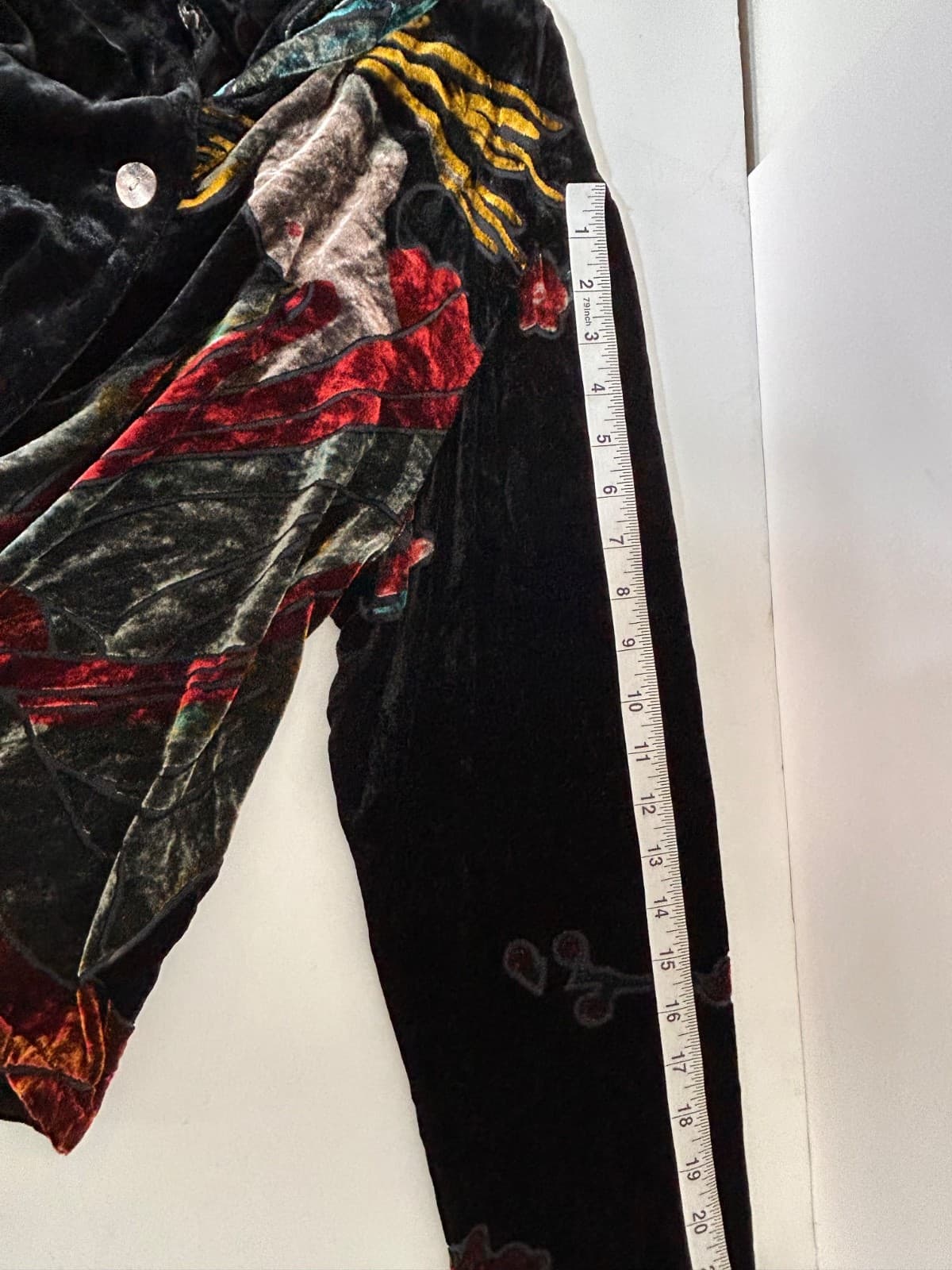 Citron Santa Monica Size M SILK Asian Velvet Black Burnout Kimono Jacket Top z - Thumbnail 8