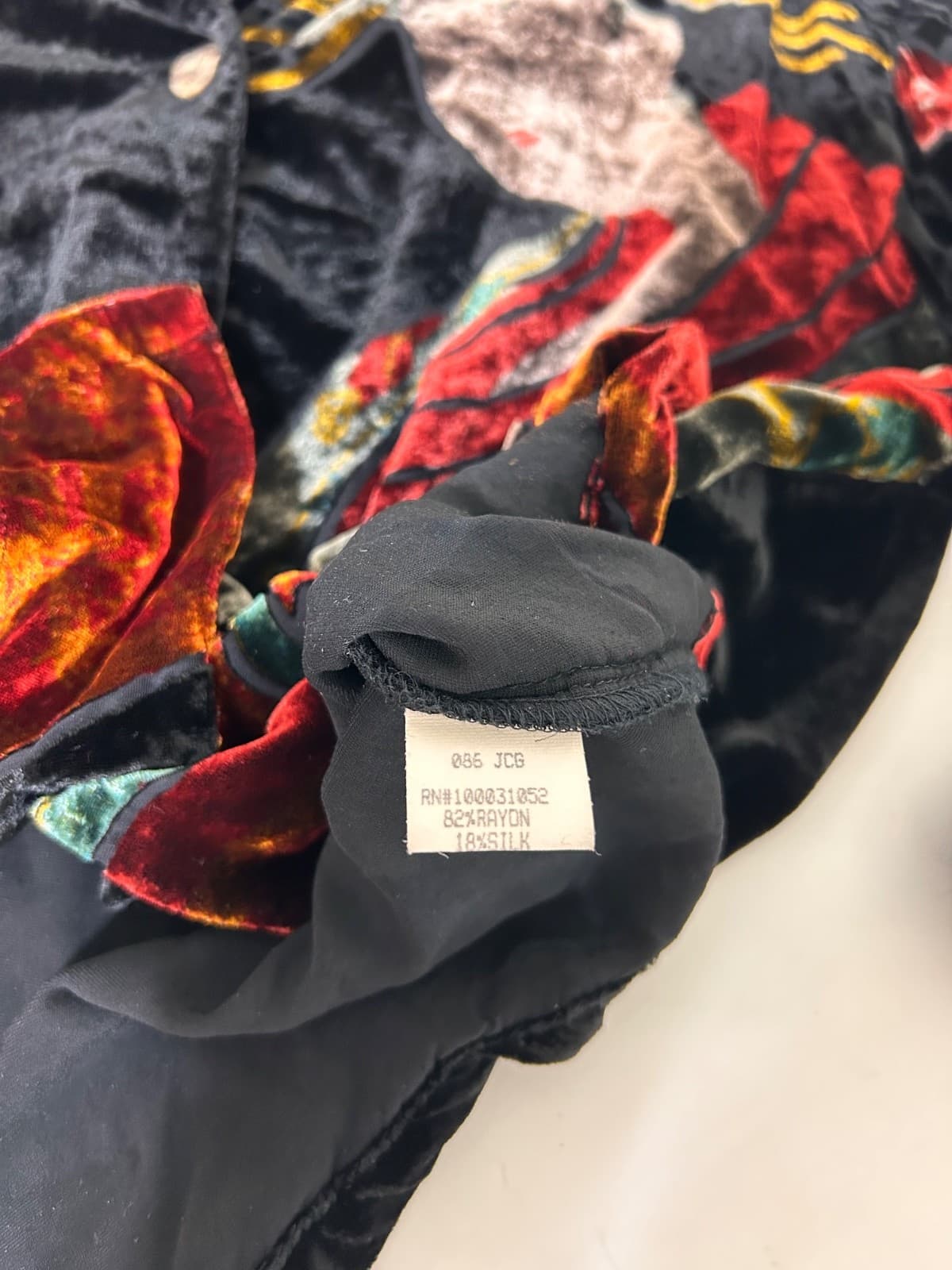 Citron Santa Monica Size M SILK Asian Velvet Black Burnout Kimono Jacket Top z - Thumbnail 11