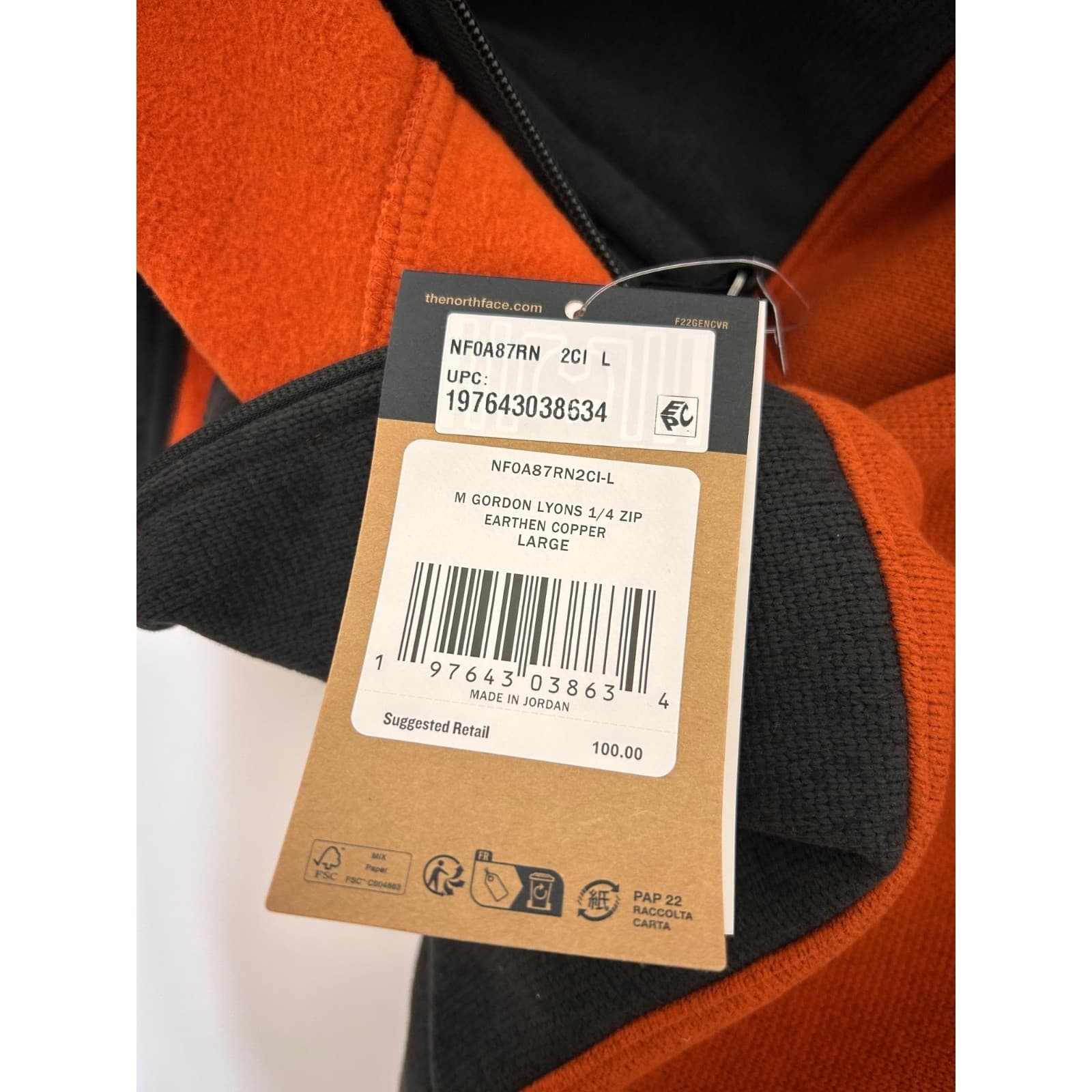 NWT $100 The North Face Men's size L Pullover Copper Gordon Lyons Jacket i - Thumbnail 4