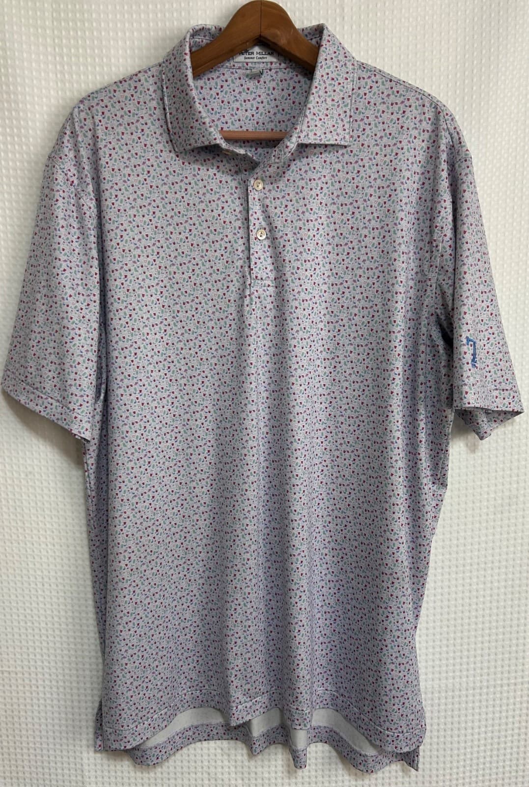 Peter Millar Size L Golf Dazed & Transfused Performance Polo Summer Shirt Wine g - Thumbnail 6