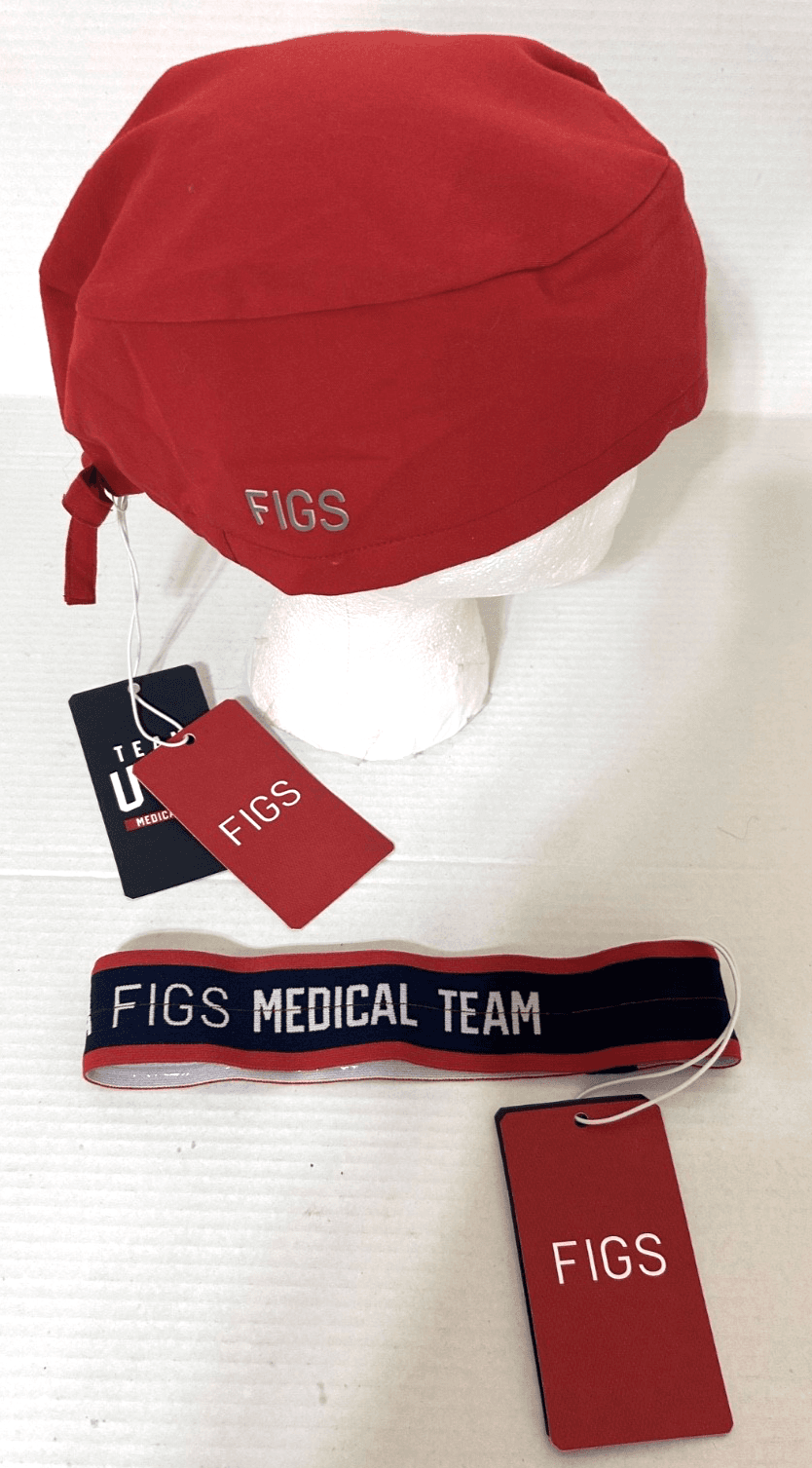 NWT FIGS Team USA Medical Team Red Scrub Surgical Cap Head Band Limited Edition - Thumbnail 2