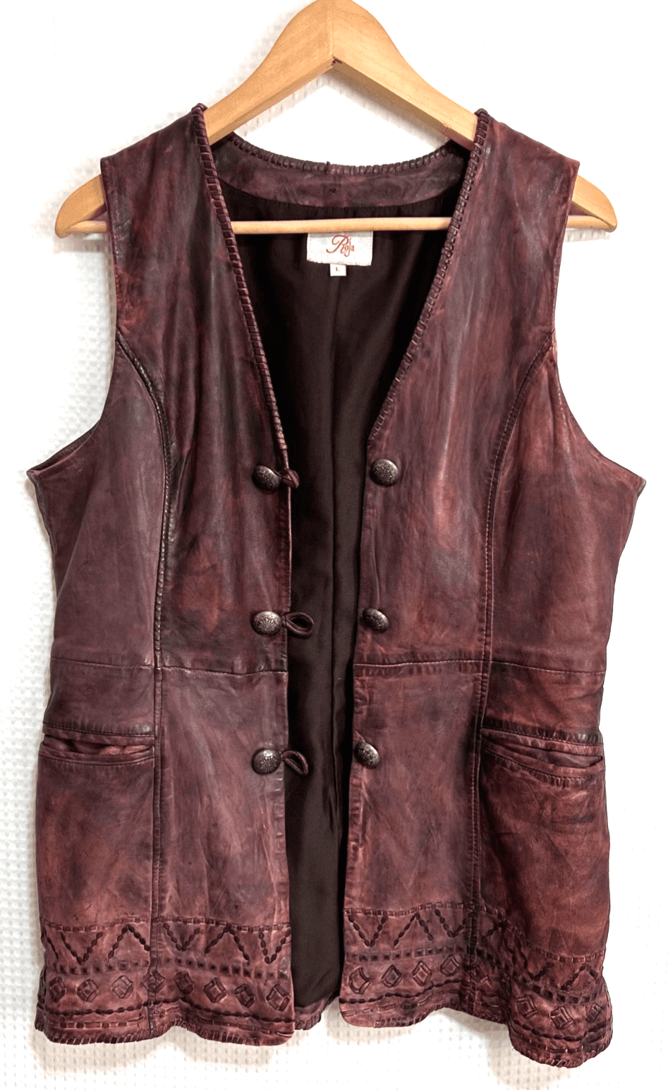 Roja Women's size Large Leather Western Festival Burning Man Jacket Vest Dress - Thumbnail 9