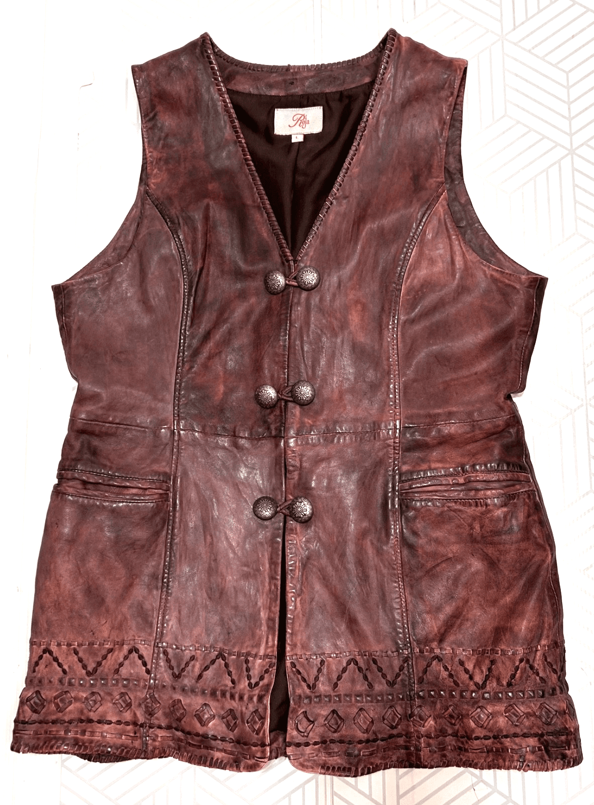 Roja Women's size Large Leather Western Festival Burning Man Jacket Vest Dress - Thumbnail 4