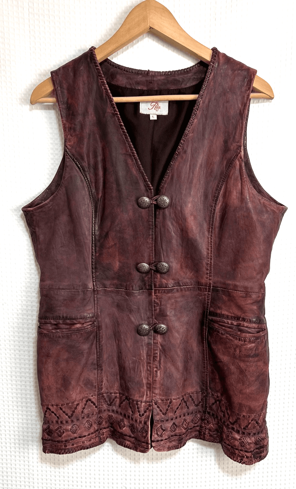 Roja Women's size Large Leather Western Festival Burning Man Jacket Vest Dress - Thumbnail 3