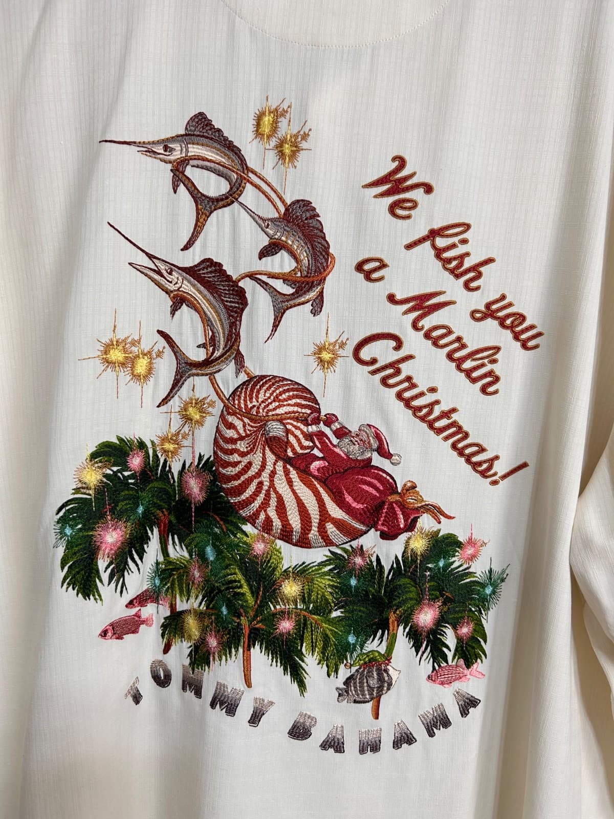 Tommy Bahama Silk We Fish You Marlin Christmas Embroidered Shirt Men XXXL 3XL i - Thumbnail 4