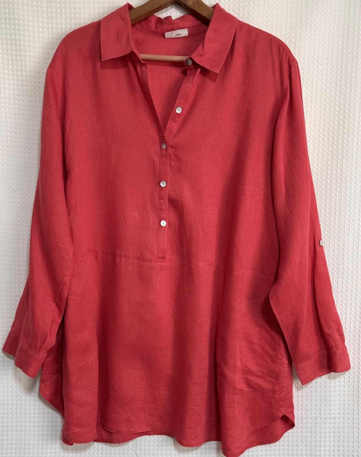 J. Jill Pink Clove Love Linen Long or Tab Sleeve Tunic Blouse Top Size 1X I - Thumbnail 4