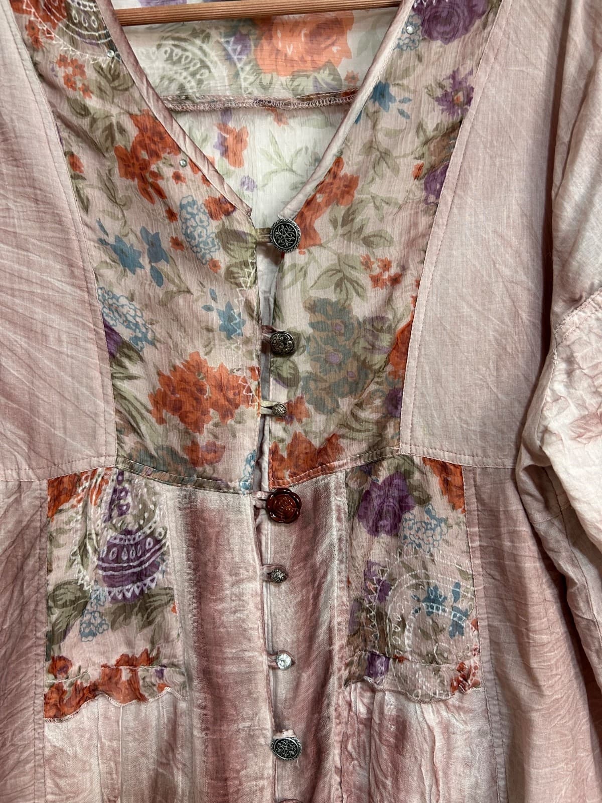 Parsley & Sage Size 2X Patchwork Lagenlook Whimsigoth Handkerchief Hem Tunic Top - Thumbnail 2