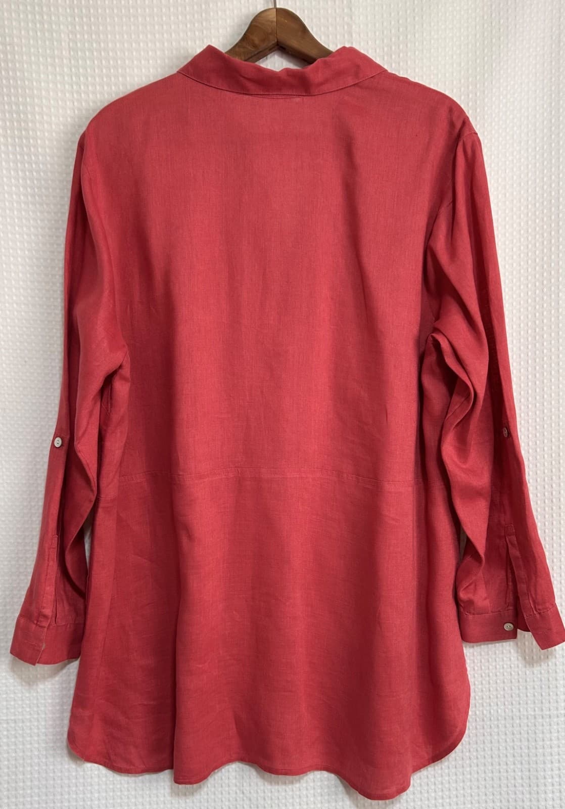 J. Jill Pink Clove Love Linen Long or Tab Sleeve Tunic Blouse Top Size 1X I - Thumbnail 2