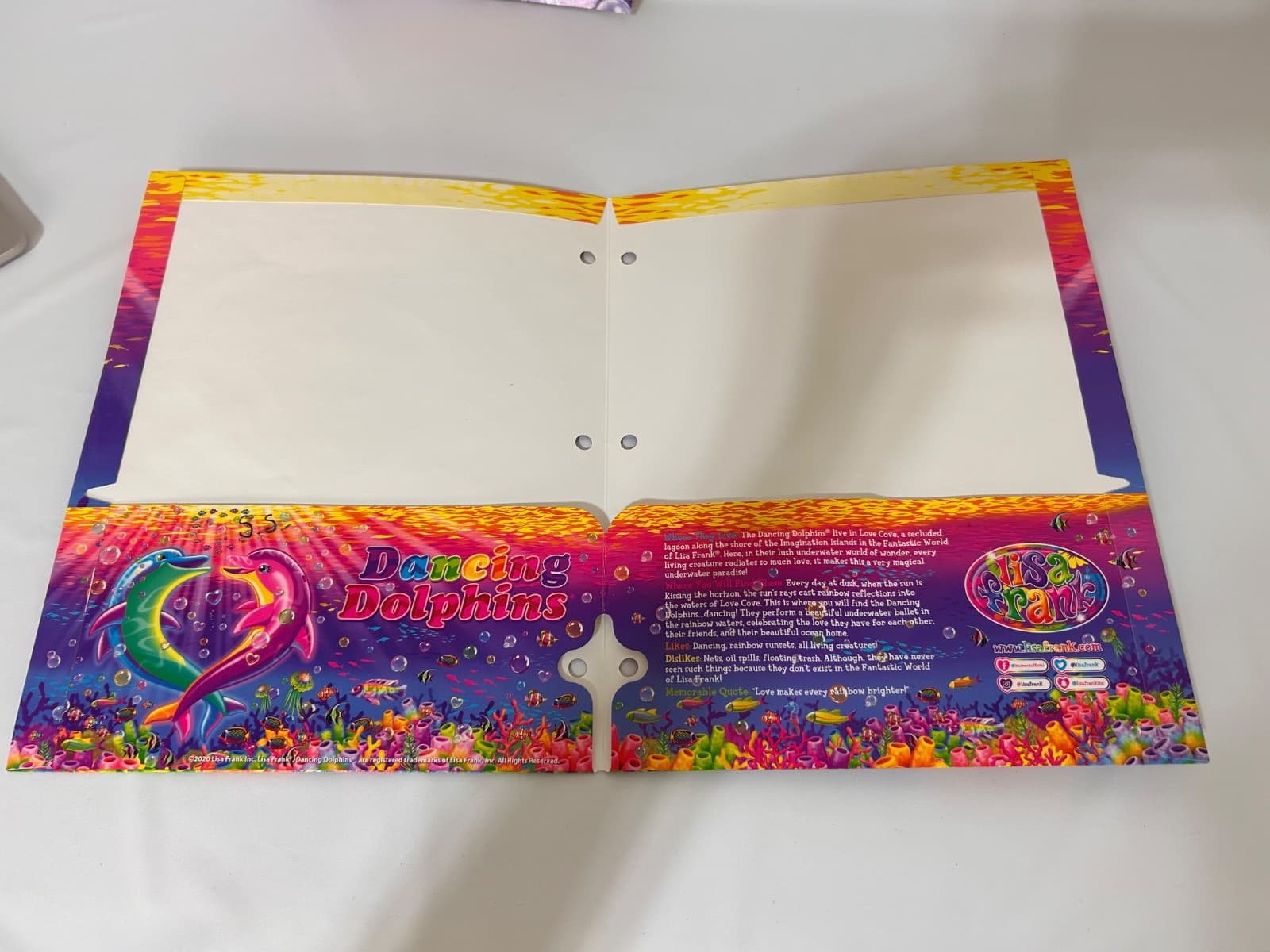 Lisa Frank Y2K 2-Pocket Folder Dancing Dolphins and Coloring Book Bundle - Thumbnail 7