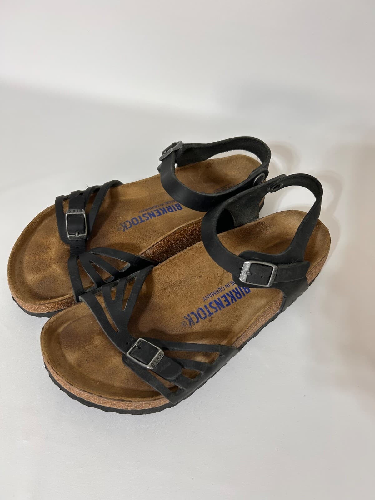 Birkenstock Bali Sandals Black Oiled Leather Slingback Strap Buckle size 37 W 6 - Thumbnail 8