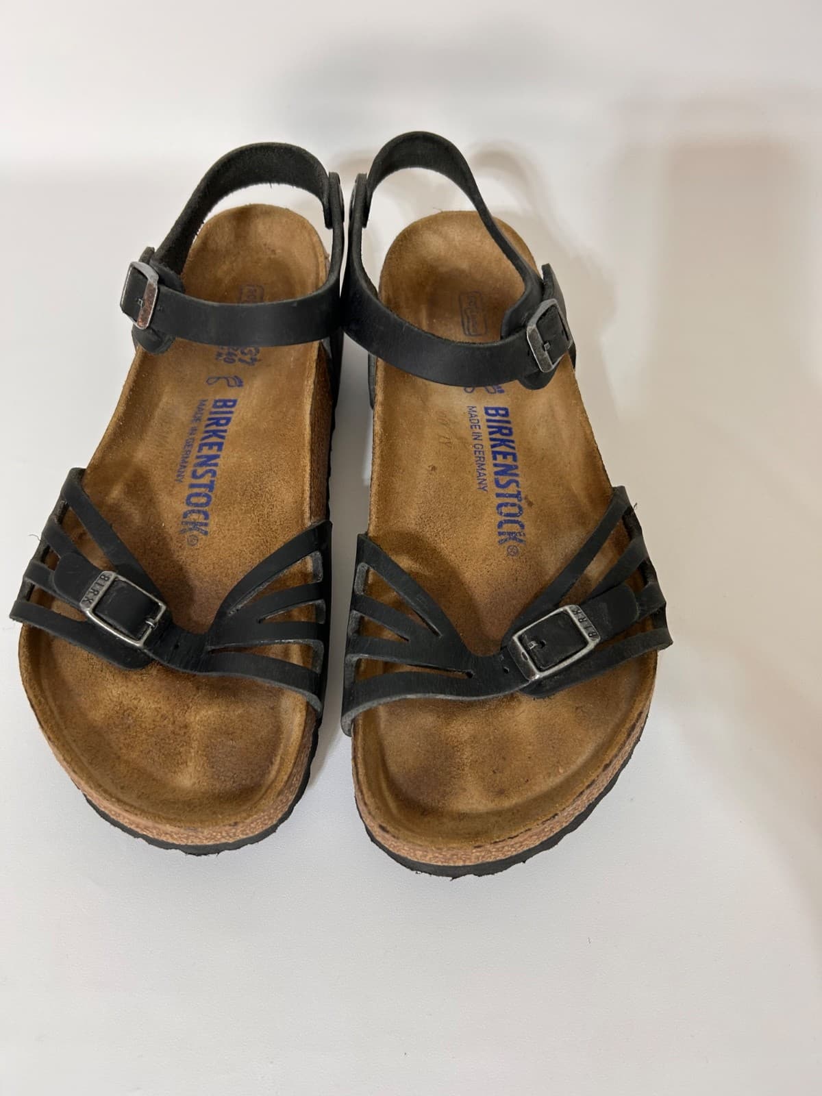 Birkenstock Bali Sandals Black Oiled Leather Slingback Strap Buckle size 37 W 6 - Thumbnail 9