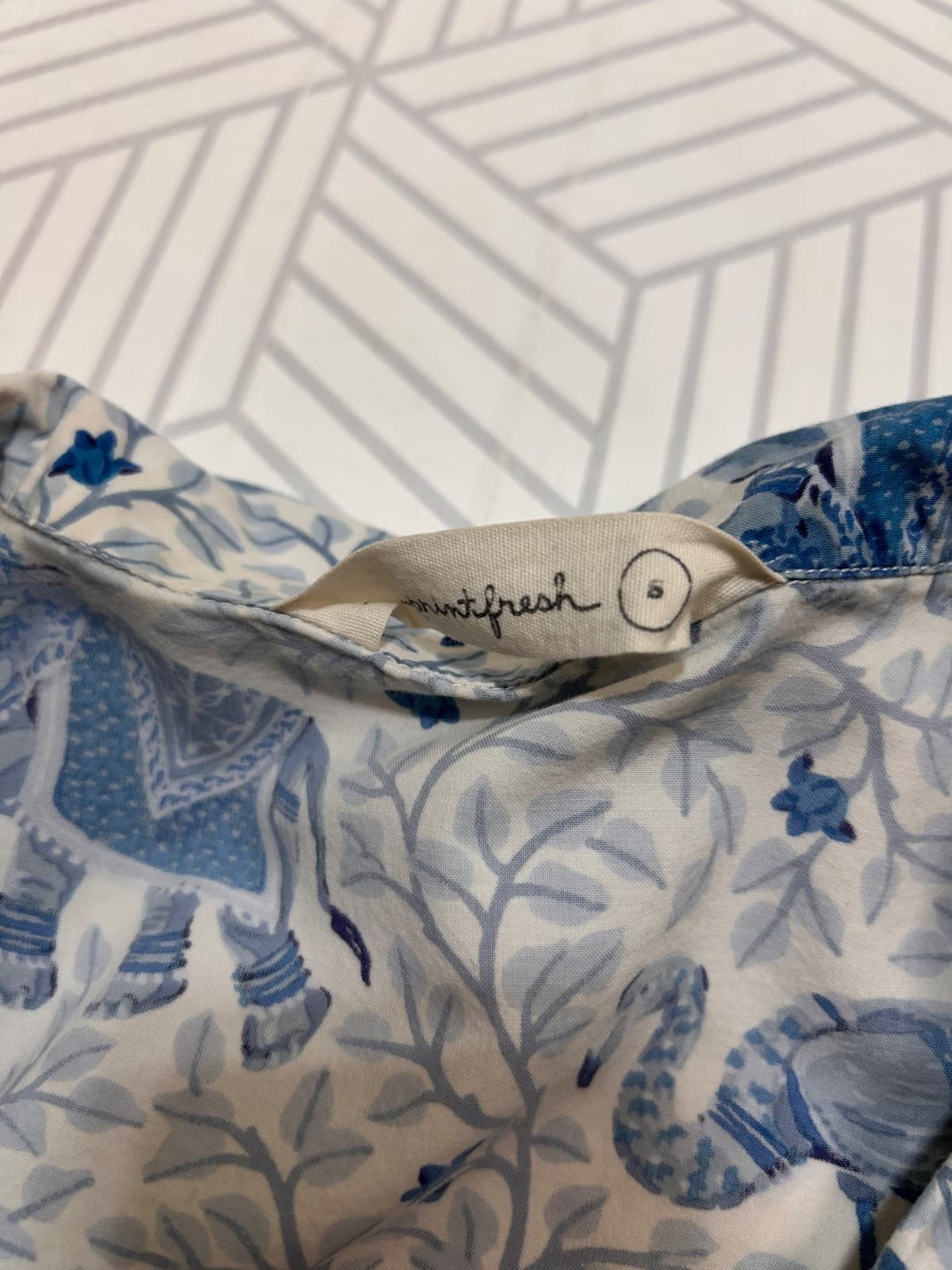 Printfresh size Small Pajama Pants Bottoms Elephant Flamingo Pockets Blue FLAW g - Thumbnail 9