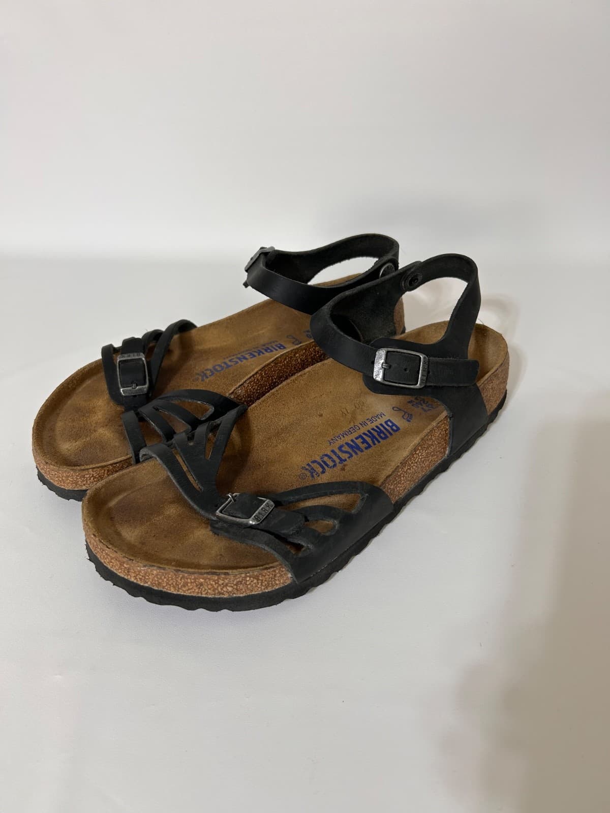 Birkenstock Bali Sandals Black Oiled Leather Slingback Strap Buckle size 37 W 6 - Thumbnail 10