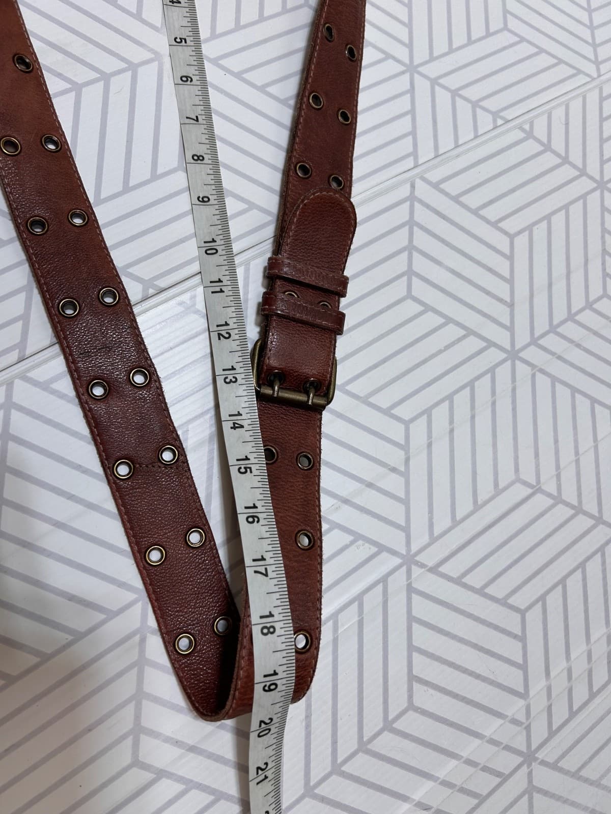 FREE PEOPLE WADE LEATHER SLING BAG Crossbody Brown Wide Studded Strap - Thumbnail 7
