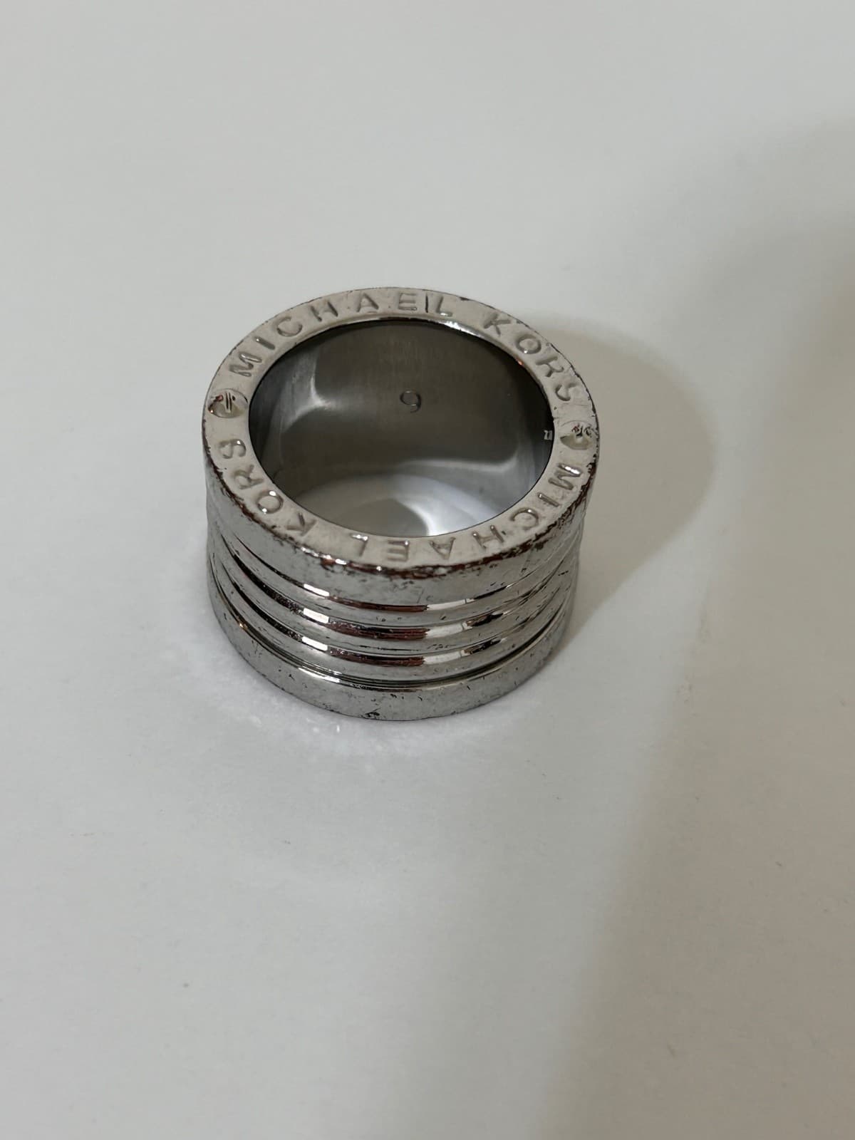 Michael Kors Silver Tone Crystal Hinged Bangle Bracelet Ring size 6 Bundle - Thumbnail 8