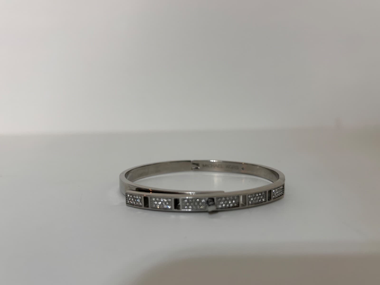 Michael Kors Silver Tone Crystal Hinged Bangle Bracelet Ring size 6 Bundle - Thumbnail 13