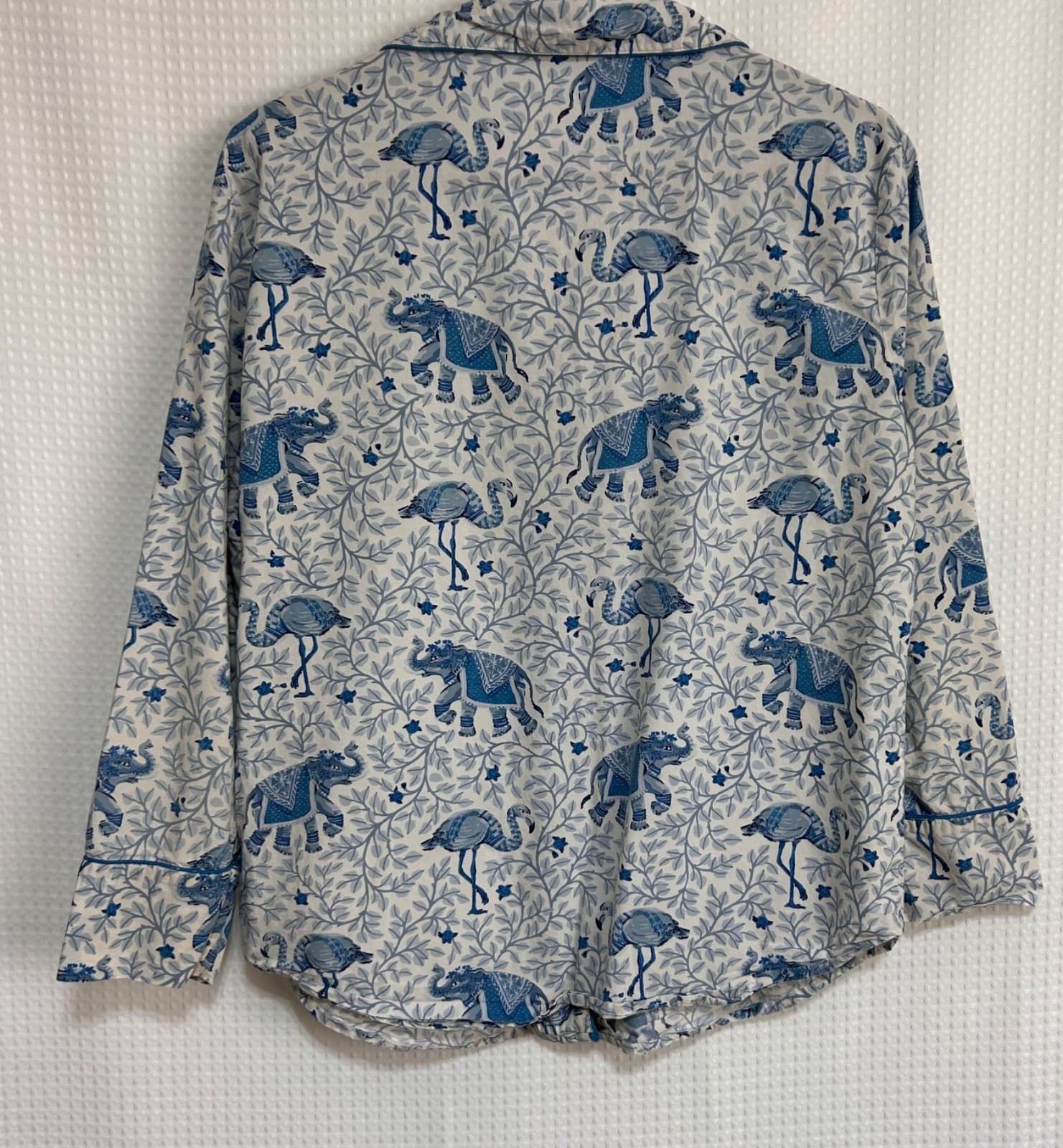 Printfresh size Small Pajama Pants Bottoms Elephant Flamingo Pockets Blue FLAW g - Thumbnail 13