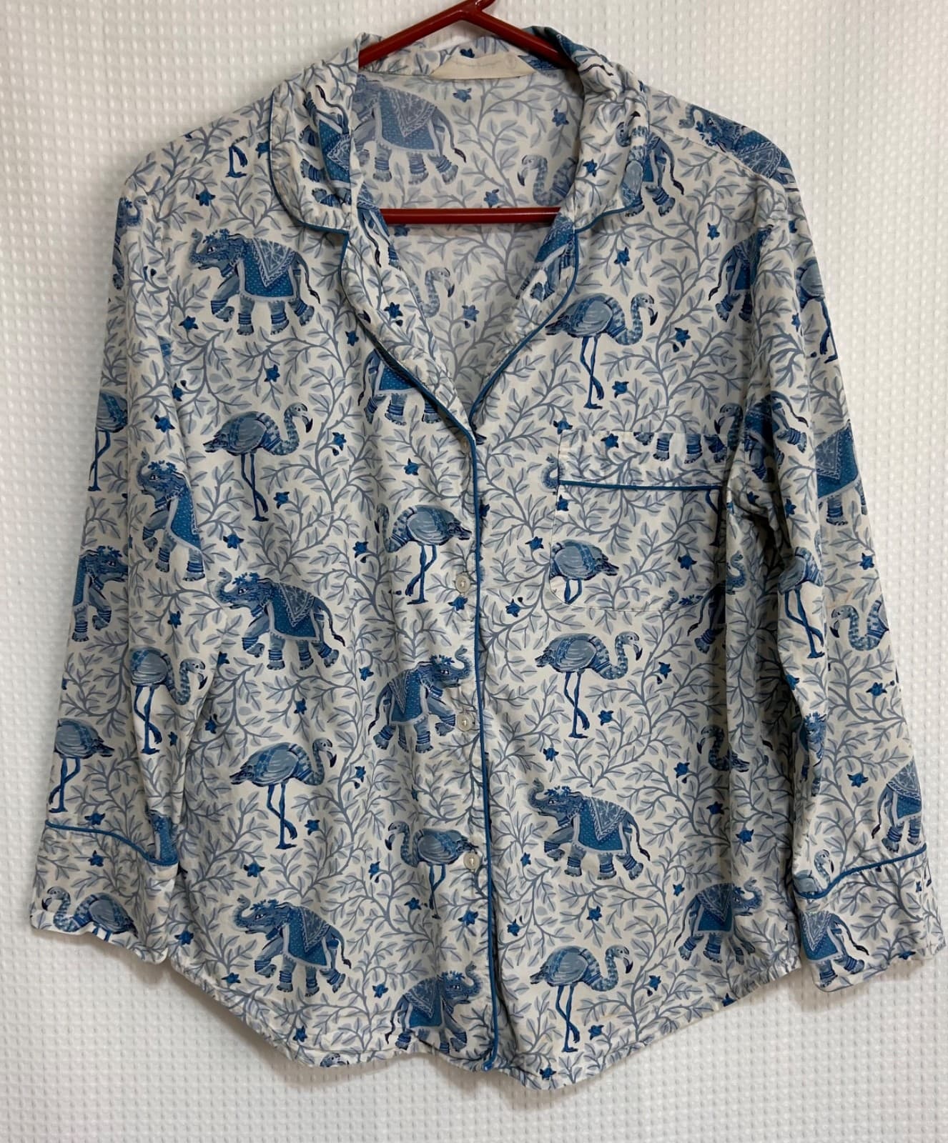 Printfresh size Small Pajama Pants Bottoms Elephant Flamingo Pockets Blue FLAW g - Thumbnail 14