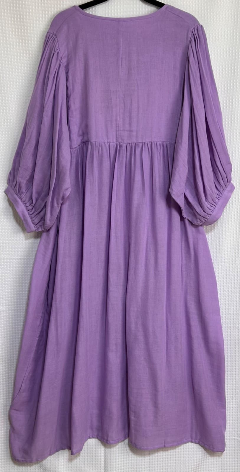 $199 Daughters of India Kyra Maxi / Midi Dress XXL Lilac Gauze Boho Hand Dyed c - Thumbnail 4